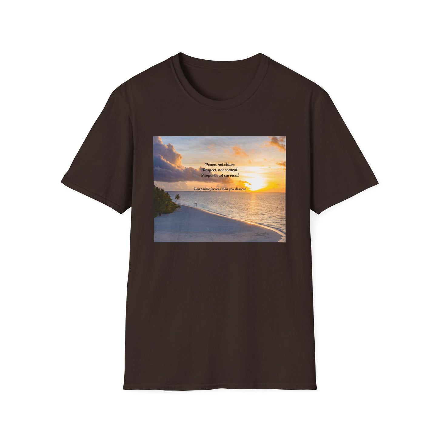 Sunset Serenity Quote T-Shirt, Inspirational Tee, Relaxation Shirt, Gift for Beach Lovers, Perfect for Summer, Softstyle T-Shirt