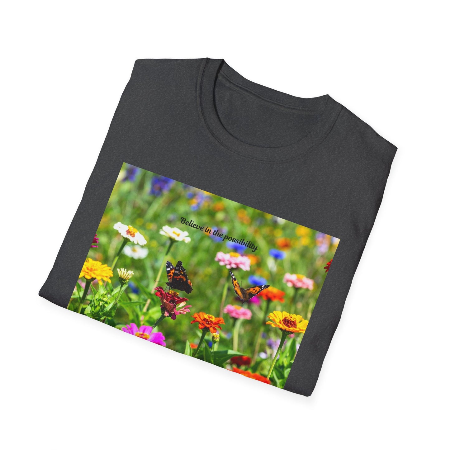 Vibrant Floral Butterfly T-Shirt - Nature Lover Gift, Spring Fashion, Eco-Friendly Apparel, Outdoor Wear, Garden Party Outfit