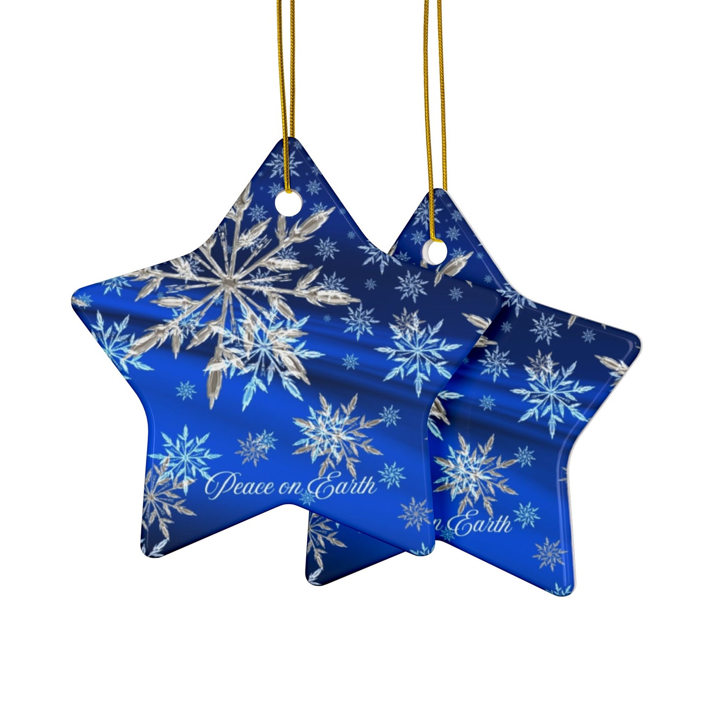 Ceramic Ornaments with Snowflake Design - Peace on Earth, Holiday Decor, Christmas, Winter Wonderland, Gift Ornament