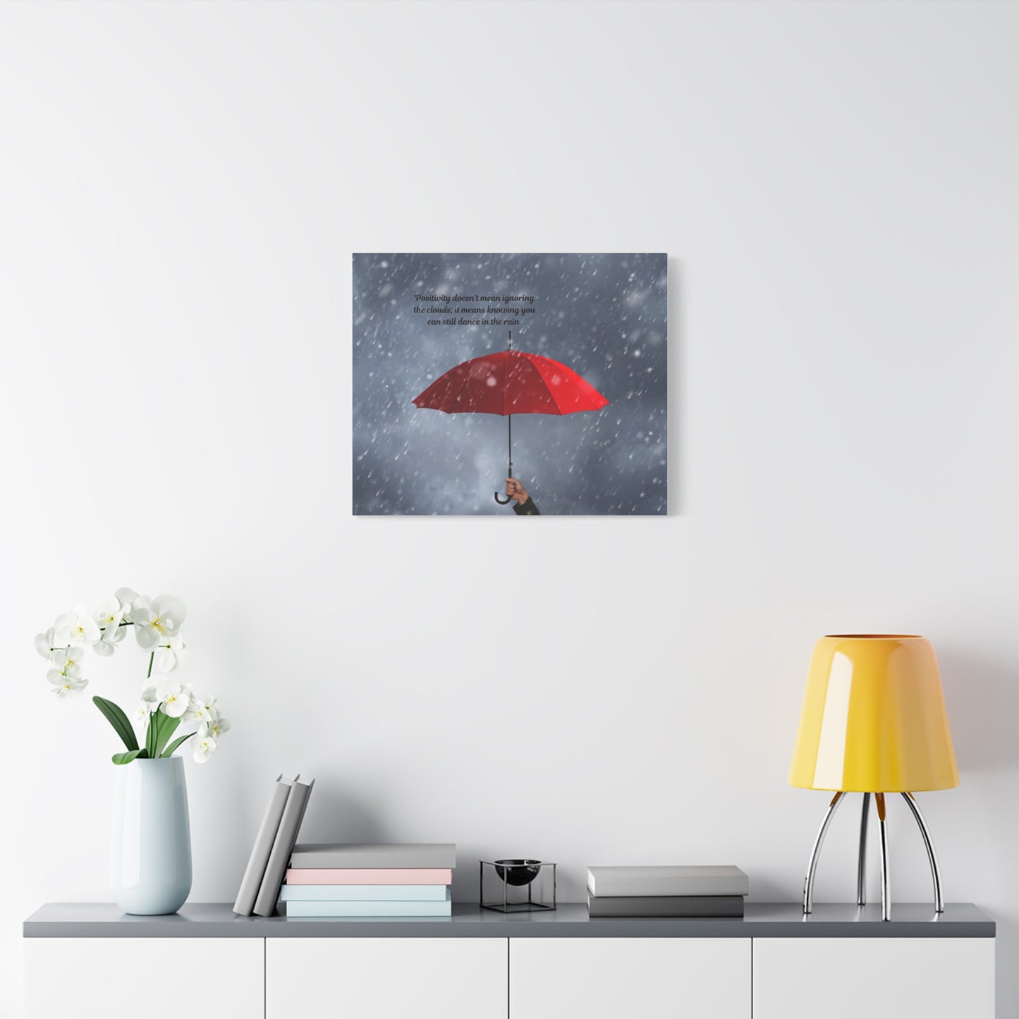 Inspirational Wall Art, Dance in the Rain Umbrella Canvas, Motivational Decor, Home Office Art, Gift for Friends, Positive Quote