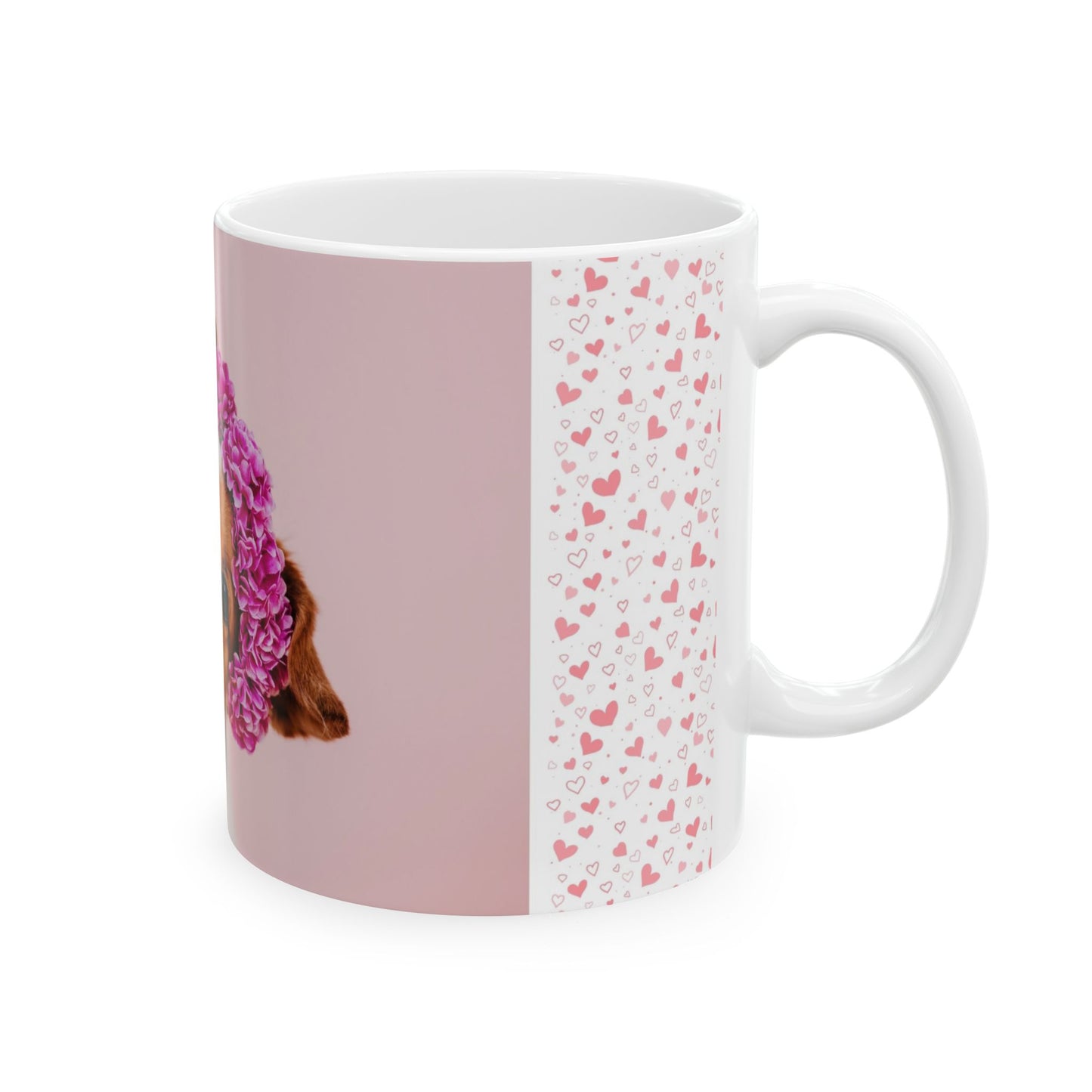 Cute Dog Floral Ceramic Mug - Inspiring Quote for Dog Lovers, Coffee Lovers Gift, Heart Pattern Mug, Pet Owner Gift, Inspirational Drinkware