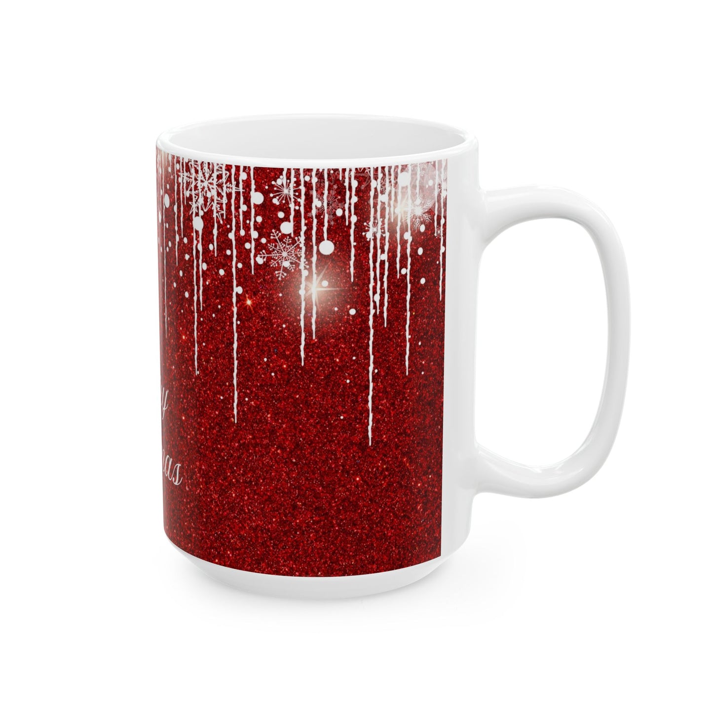 Sparkling Christmas Mug, Holiday Gift, Festive Coffee Cup, Merry Christmas, Glitter Red Coffee Mug, Seasonal Decor, 11oz 15oz