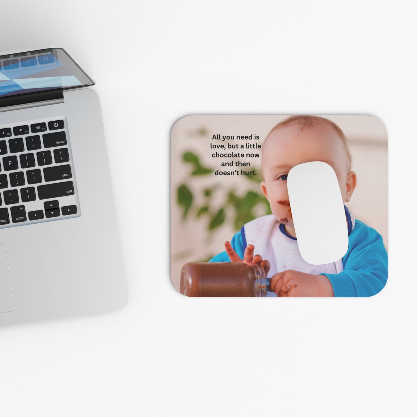 Chocolate Love Mouse Pad, Sweet Gift for Desk, Cute Office Décor, Fun Birthday Present, Perfect for Chocolate Lovers