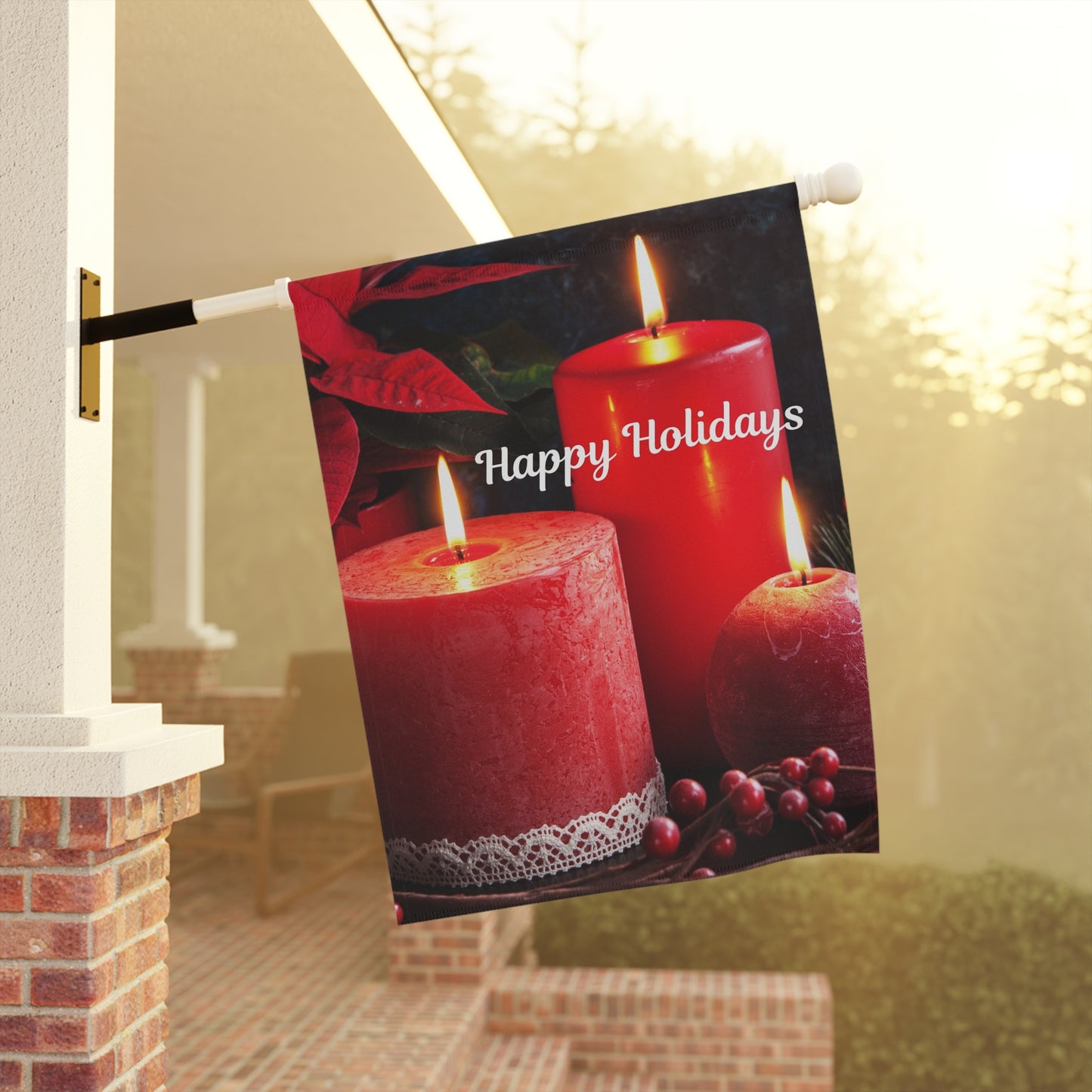 Happy Holidays Garden Banner, Festive House Decor, Outdoor Flag for Holiday Celebrations, Seasonal Yard Decor, Christmas Banner