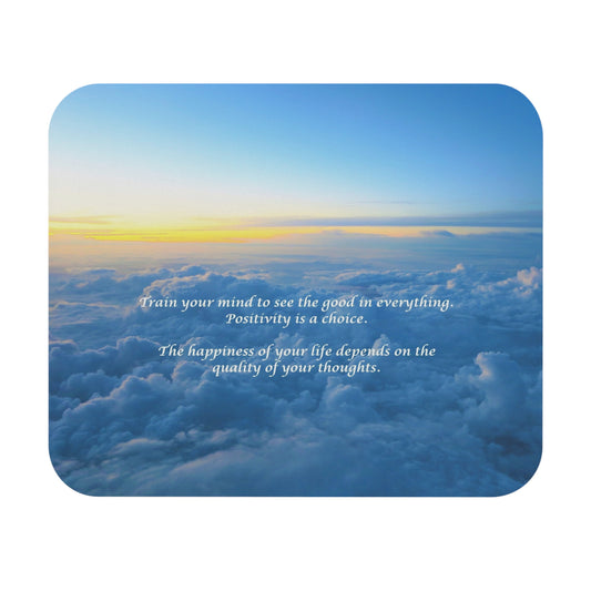 Inspirational Sky Mouse Pad – 'Train your mind to see the good' Motivational Desk Mat