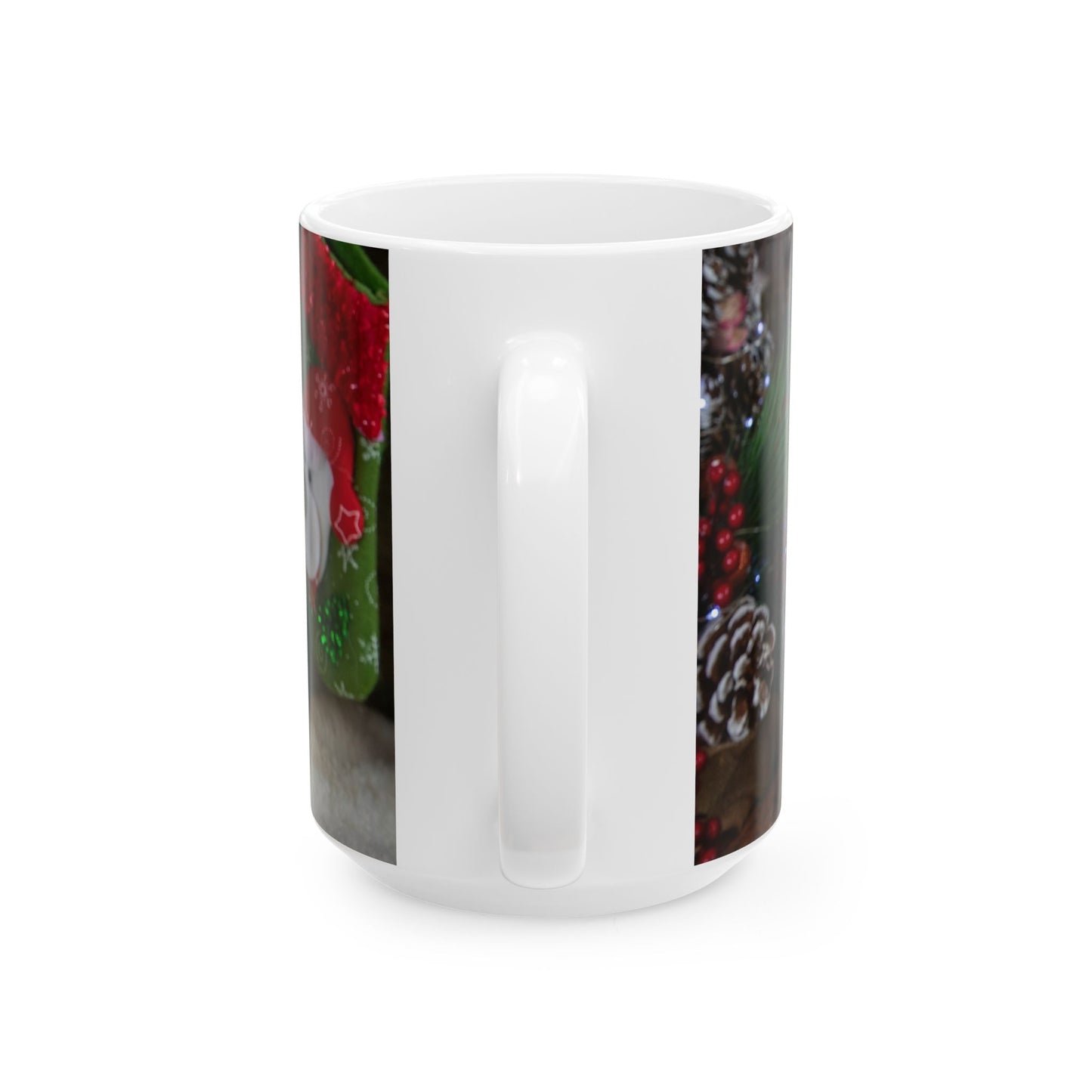 Christmas Puppy Ceramic Mug – Cute Puppy in Santa Hat Holiday Coffee Cup (11oz & 15oz)