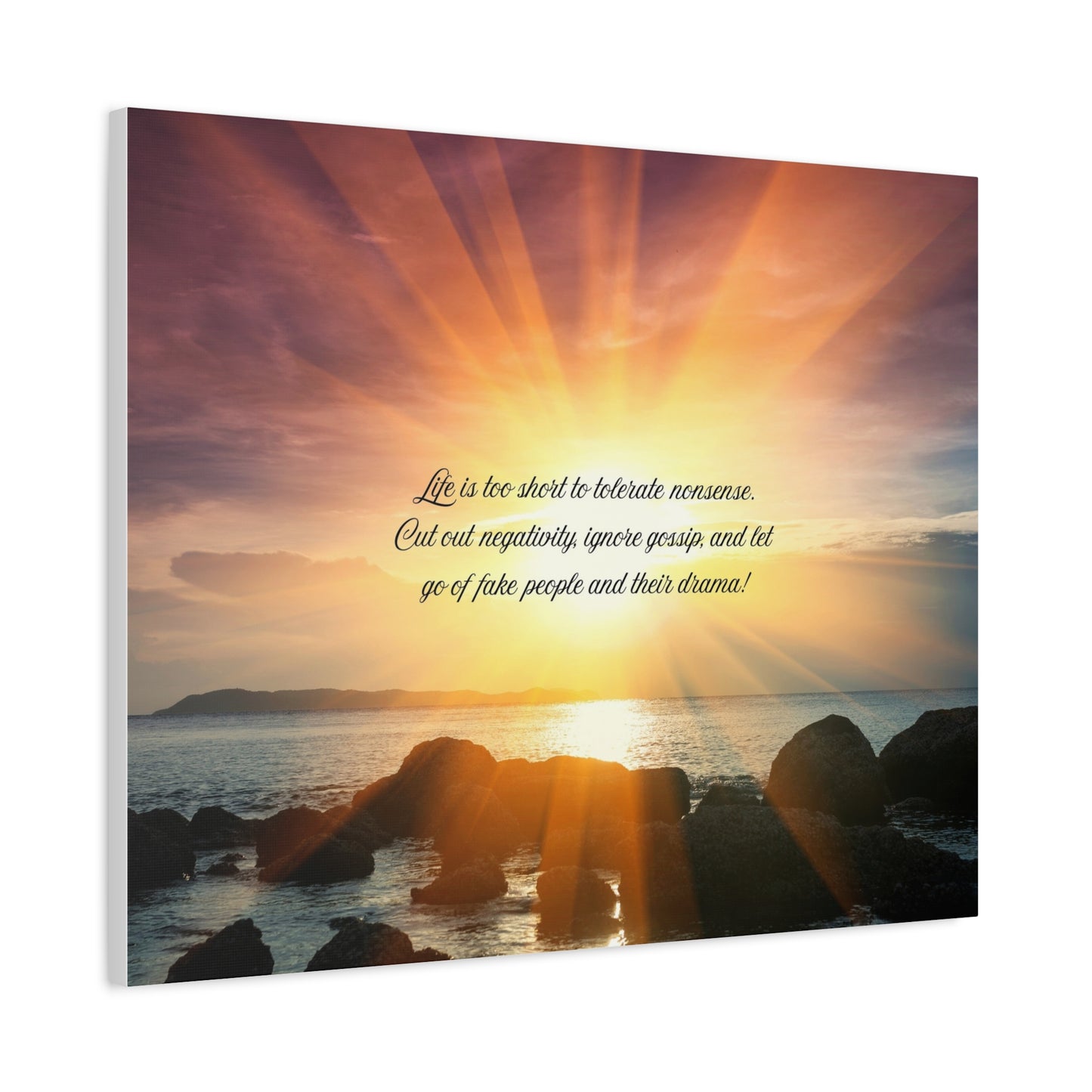 Inspirational Wall Art Canvas, Motivational Home Decor, Positive Quote Print, Beach Sunset Artwork, Gift for Friends