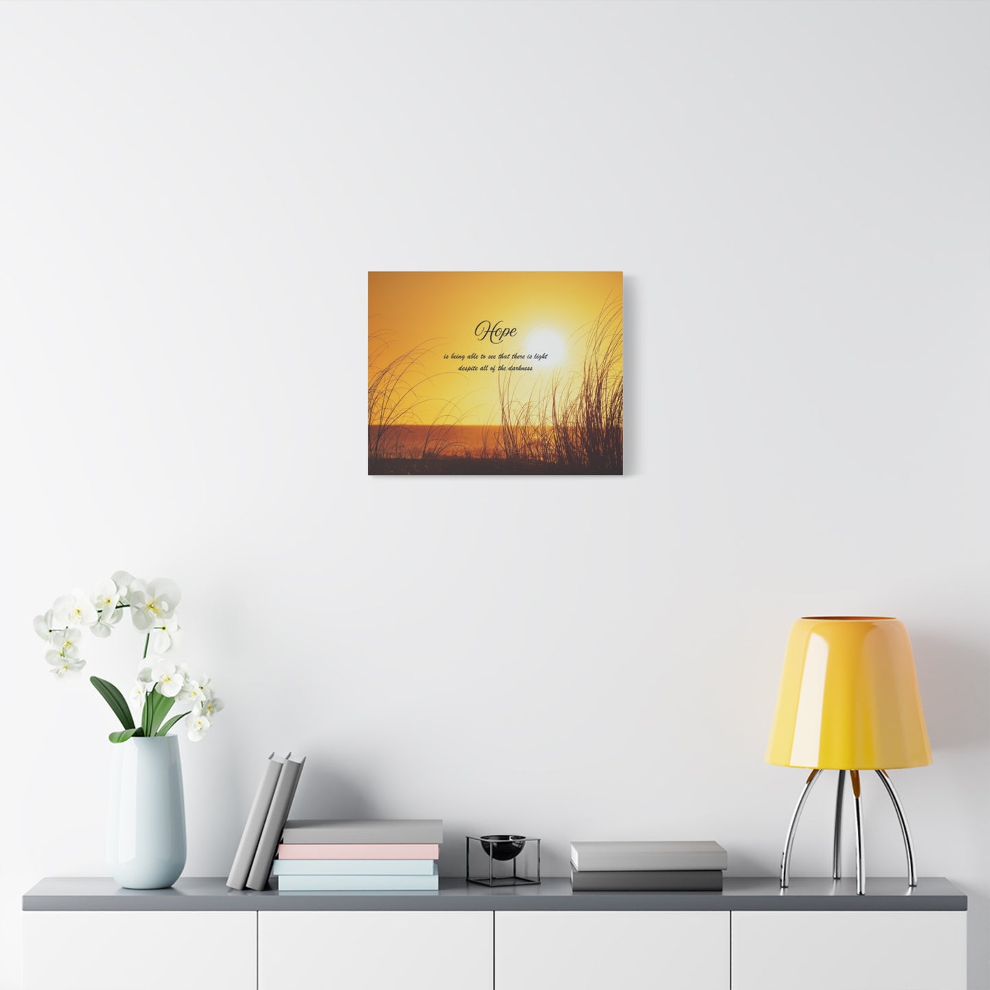 Hope Sunrise Canvas Wall Art — Inspirational Quote Beach Print