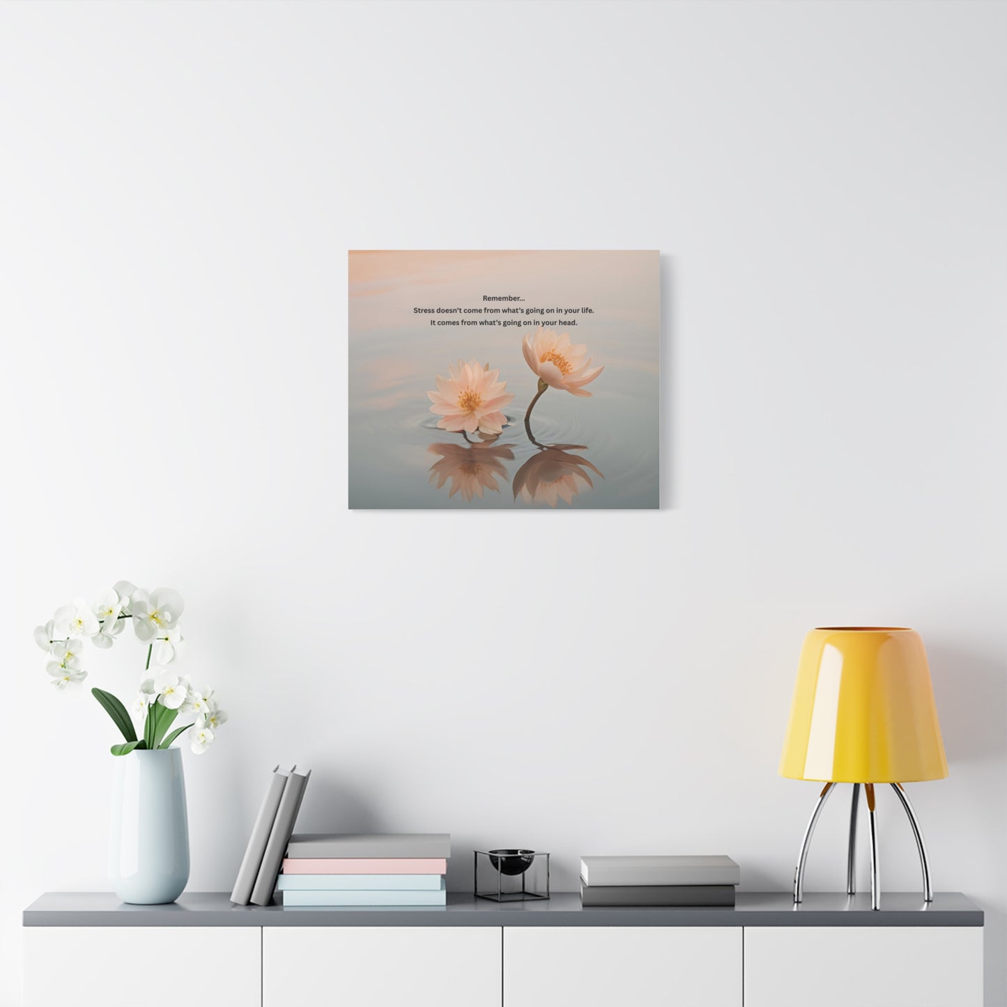 Matte Canvas Wall Art – 'Remember... Stress Doesn't Come From What’s Going On in Your Life' Floral Meditation Print