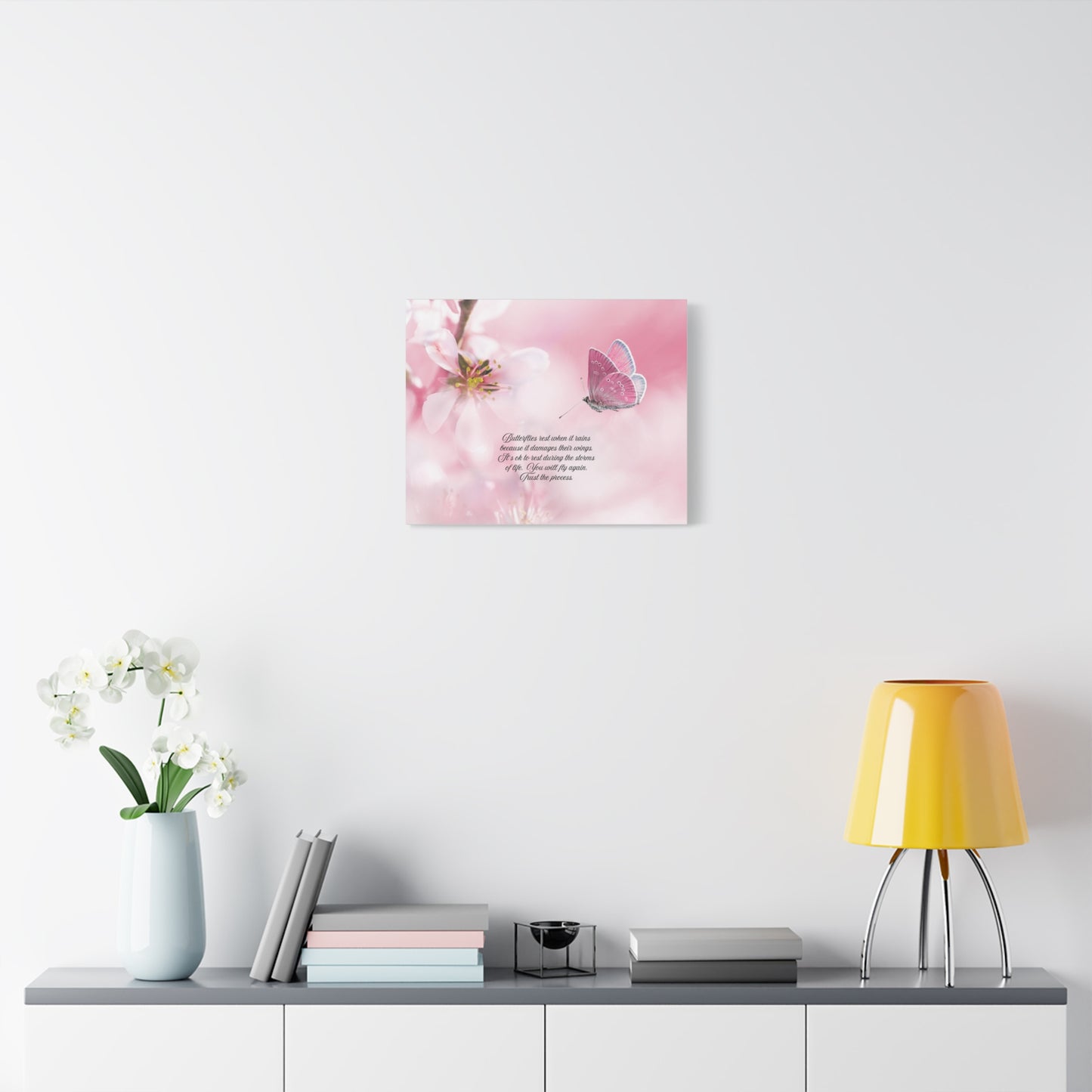 Pink Butterfly Canvas Wall Art, Inspiring Home Decor, Floral Artwork, Gift for Nature Lovers, Spring Decor