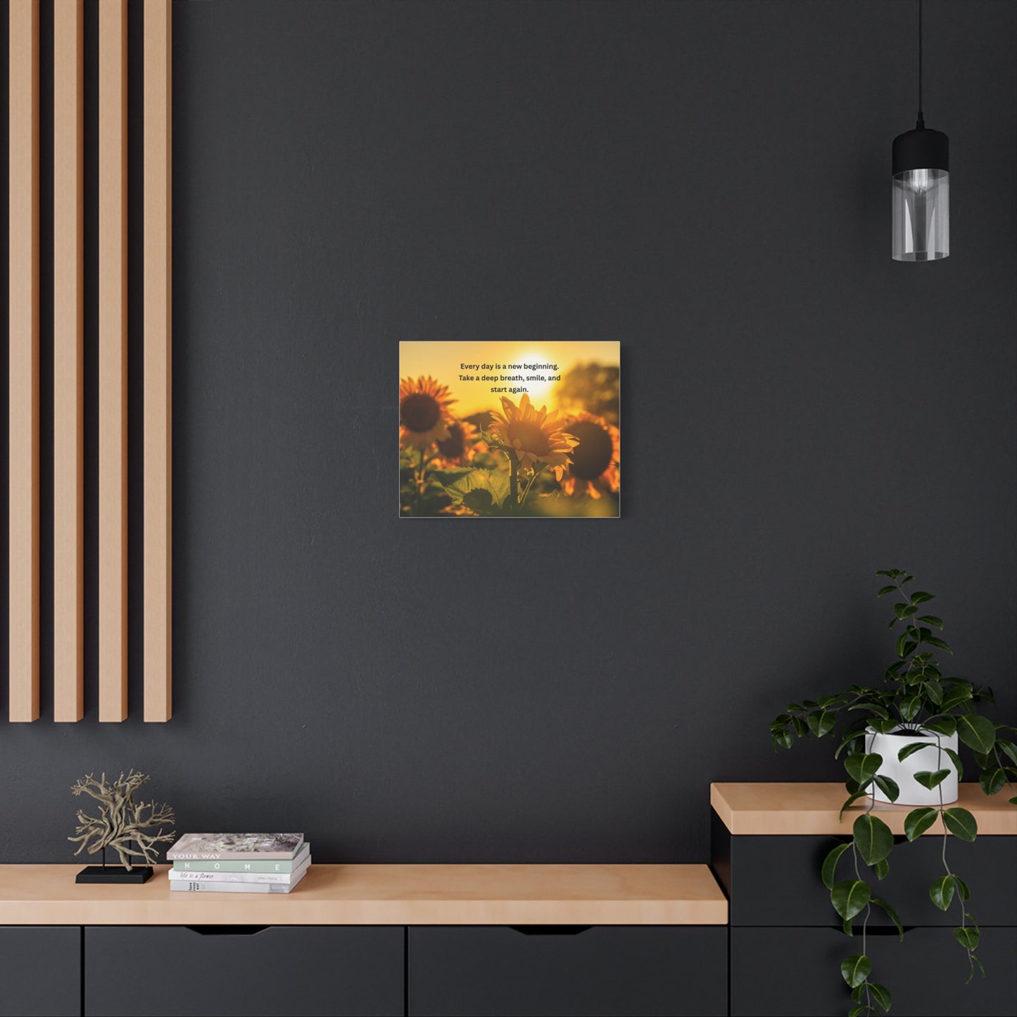 Sunflower Sunrise Canvas Print — "Every day is a new beginning" Inspirational Wall Art