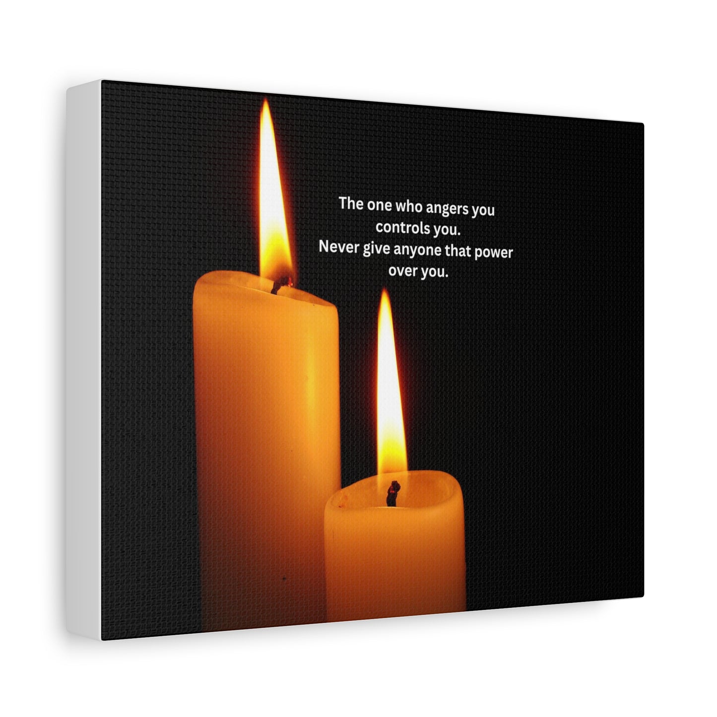 Inspirational Candle Canvas - "The one who angers you controls you" Wall Art