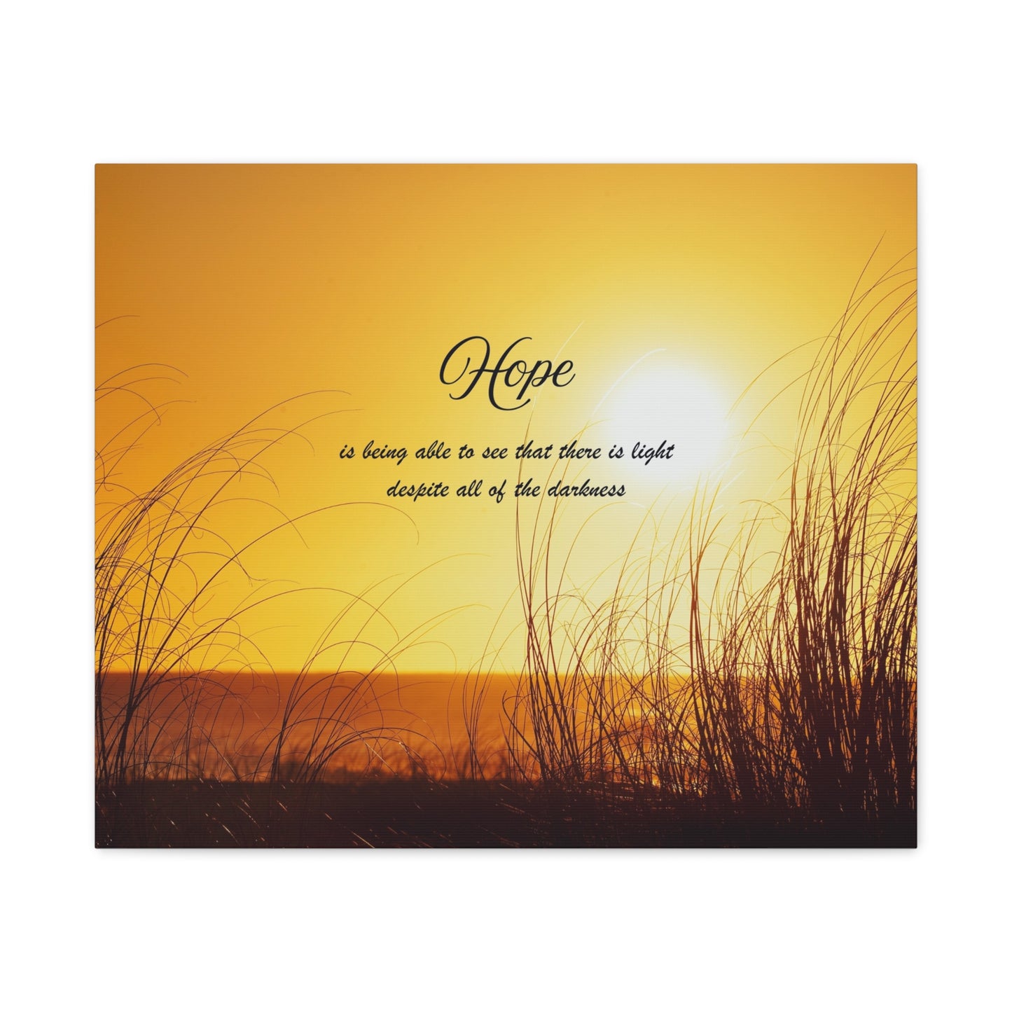 Hope Sunrise Canvas Wall Art — Inspirational Quote Beach Print