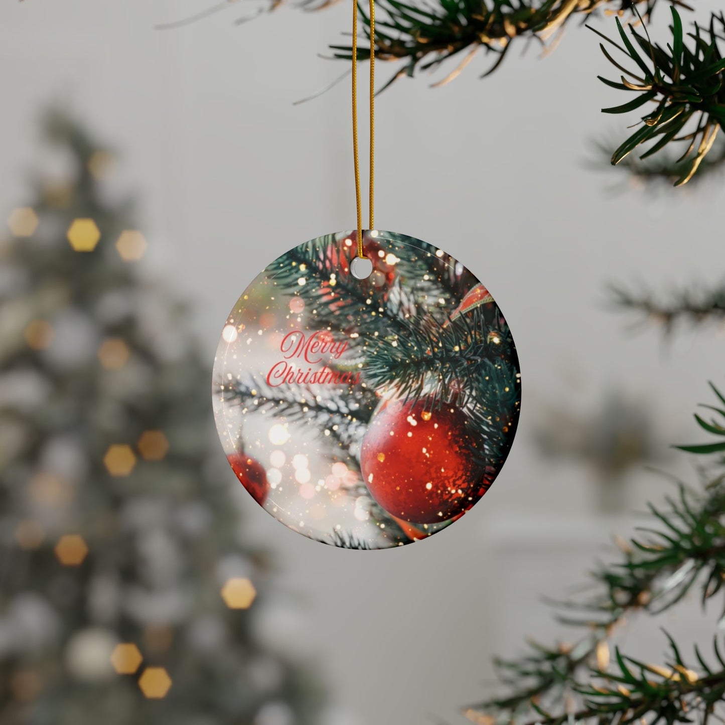 Festive Ceramic Ornaments - Double-Sided Christmas Decorations, Holiday Gift, Tree Ornaments, Seasonal Decor, Merry Christmas