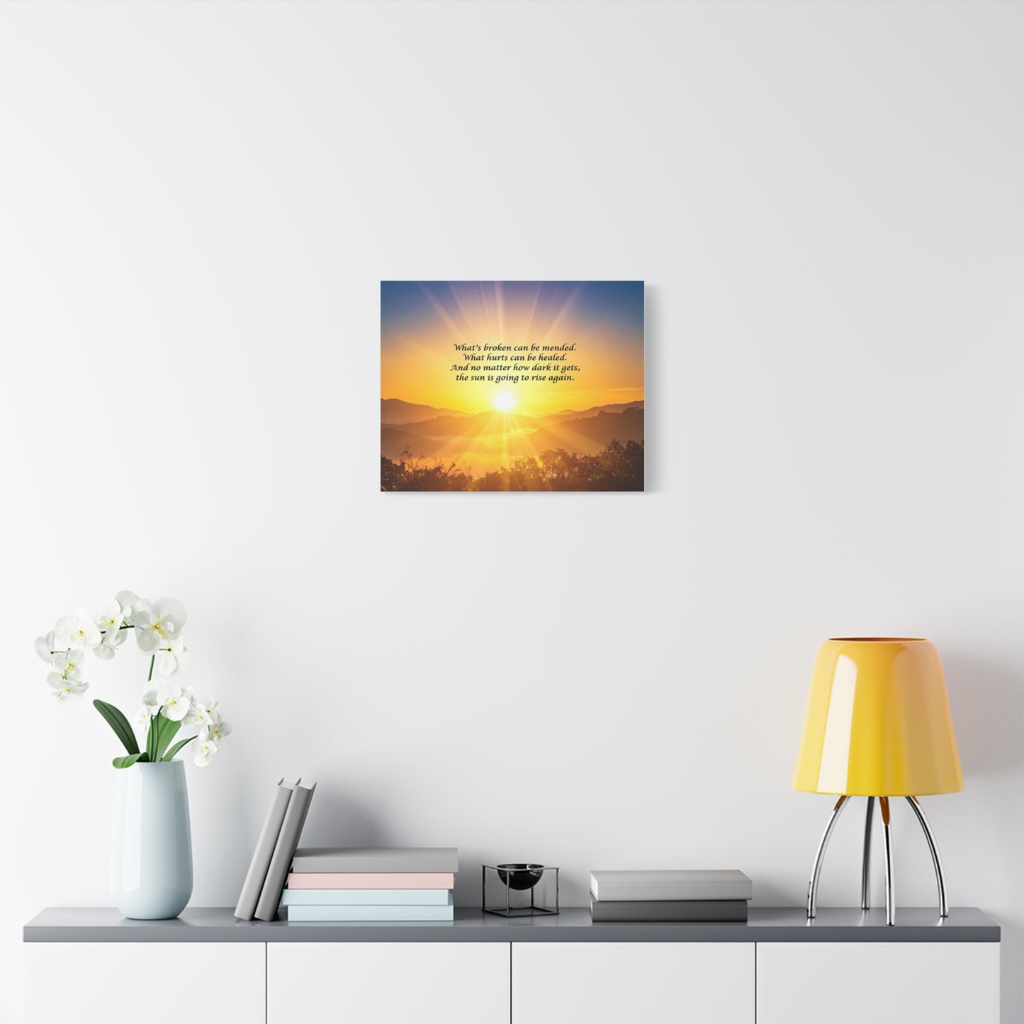 Sunrise Inspirational Canvas - "What's broken can be mended" Wall Art