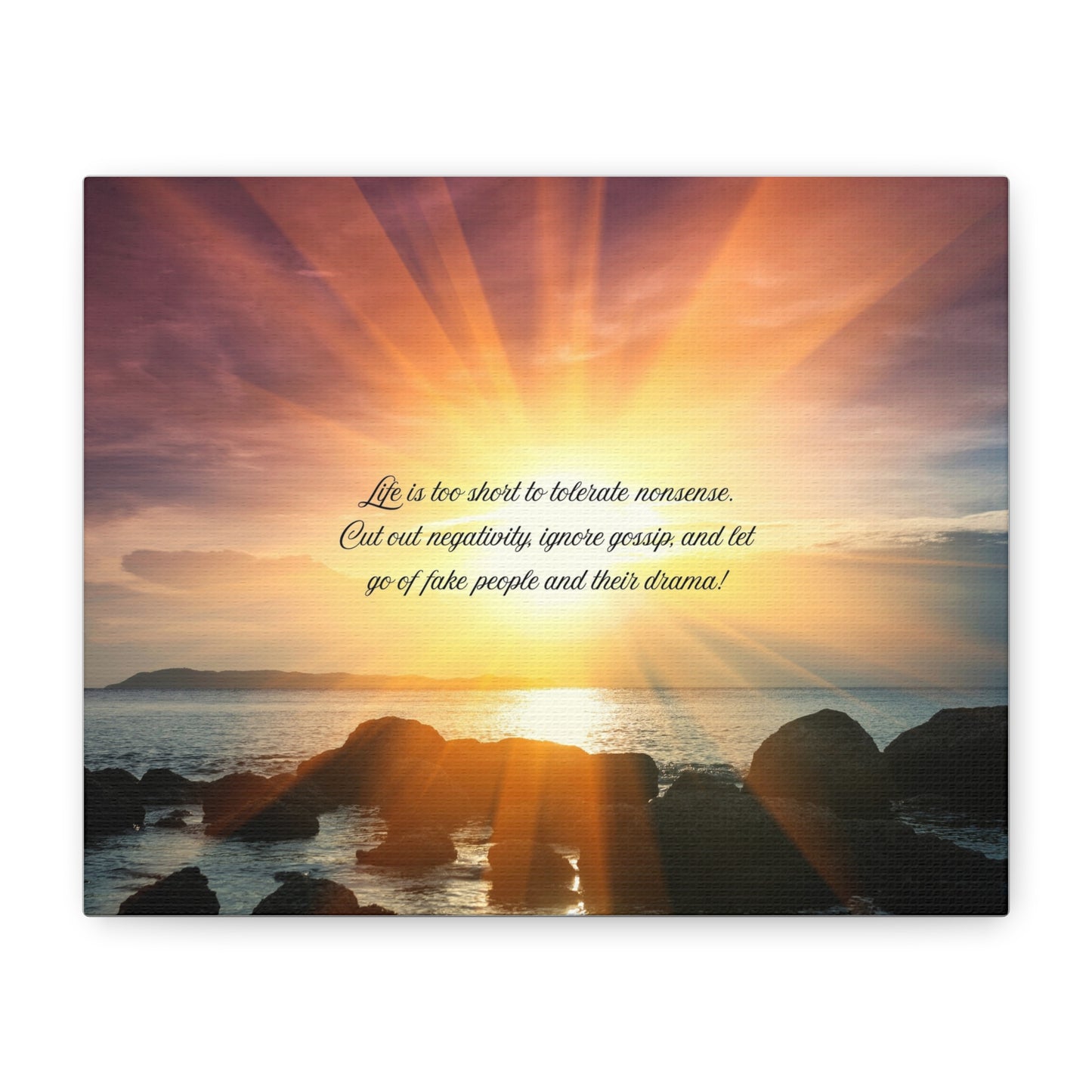 Inspirational Wall Art Canvas, Motivational Home Decor, Positive Quote Print, Beach Sunset Artwork, Gift for Friends