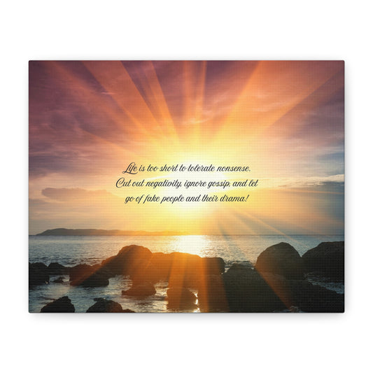 Inspirational Wall Art Canvas, Motivational Home Decor, Positive Quote Print, Beach Sunset Artwork, Gift for Friends