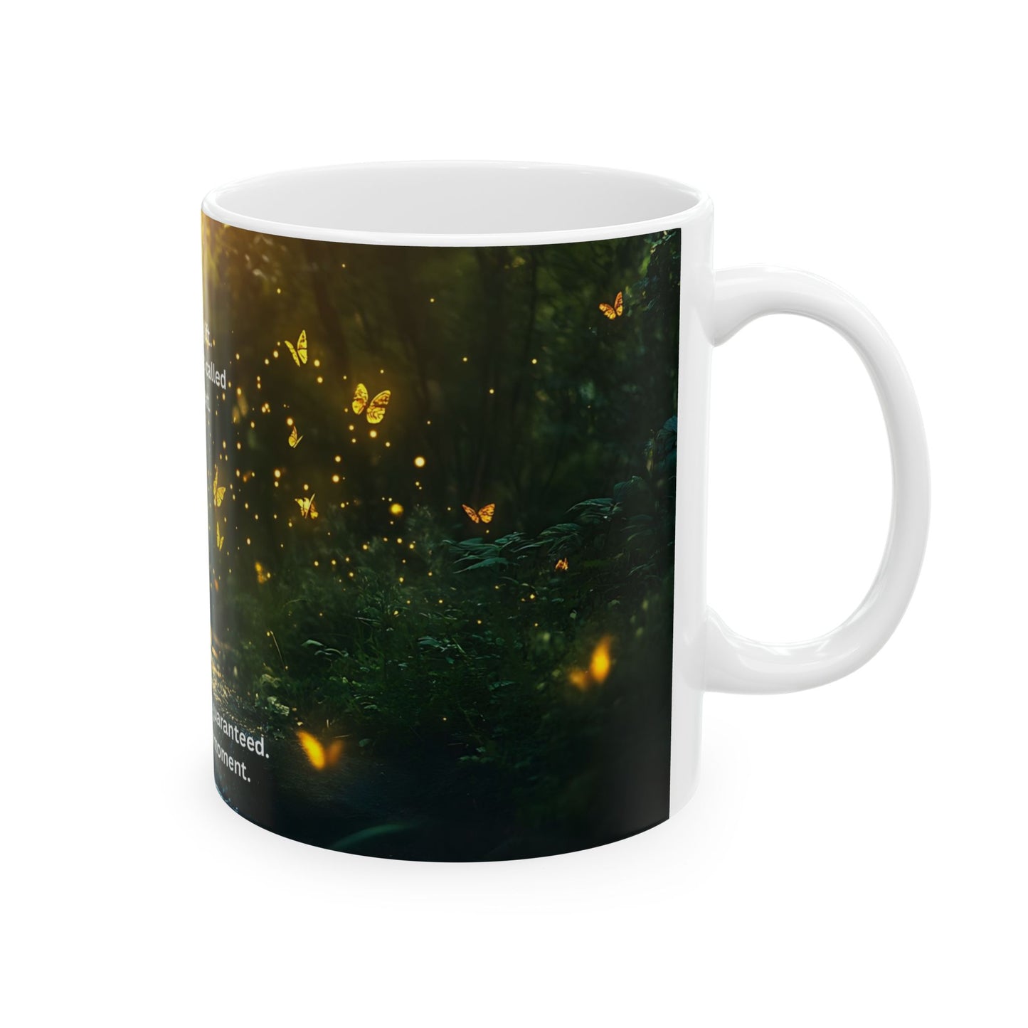Inspirational Forest Mug — “Today is a Gift… Live in the Moment” Ceramic Coffee Cup