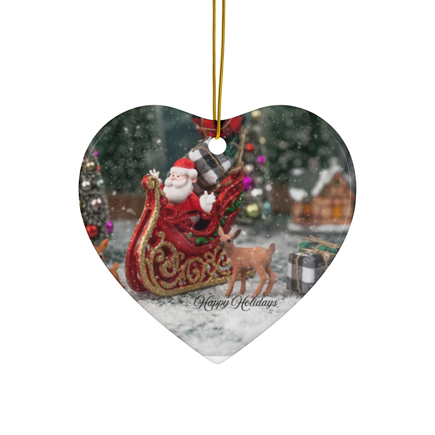 Christmas Ceramic Ornaments - Double-Sided Holiday Decorations, Custom Gifts for Tree, Home Decor, Festive Hanging Ornaments