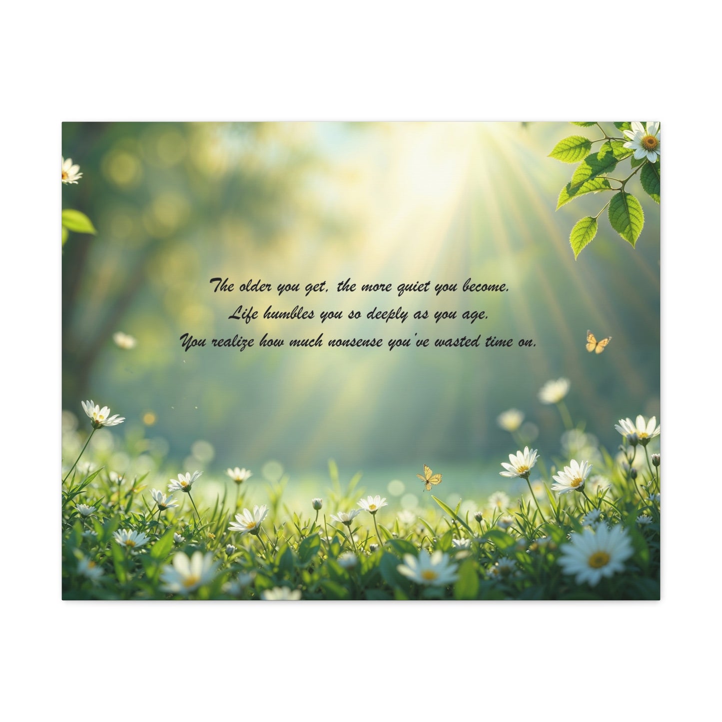 Sunlit Daisy Meadow Canvas Print – Inspirational Quote Wall Art