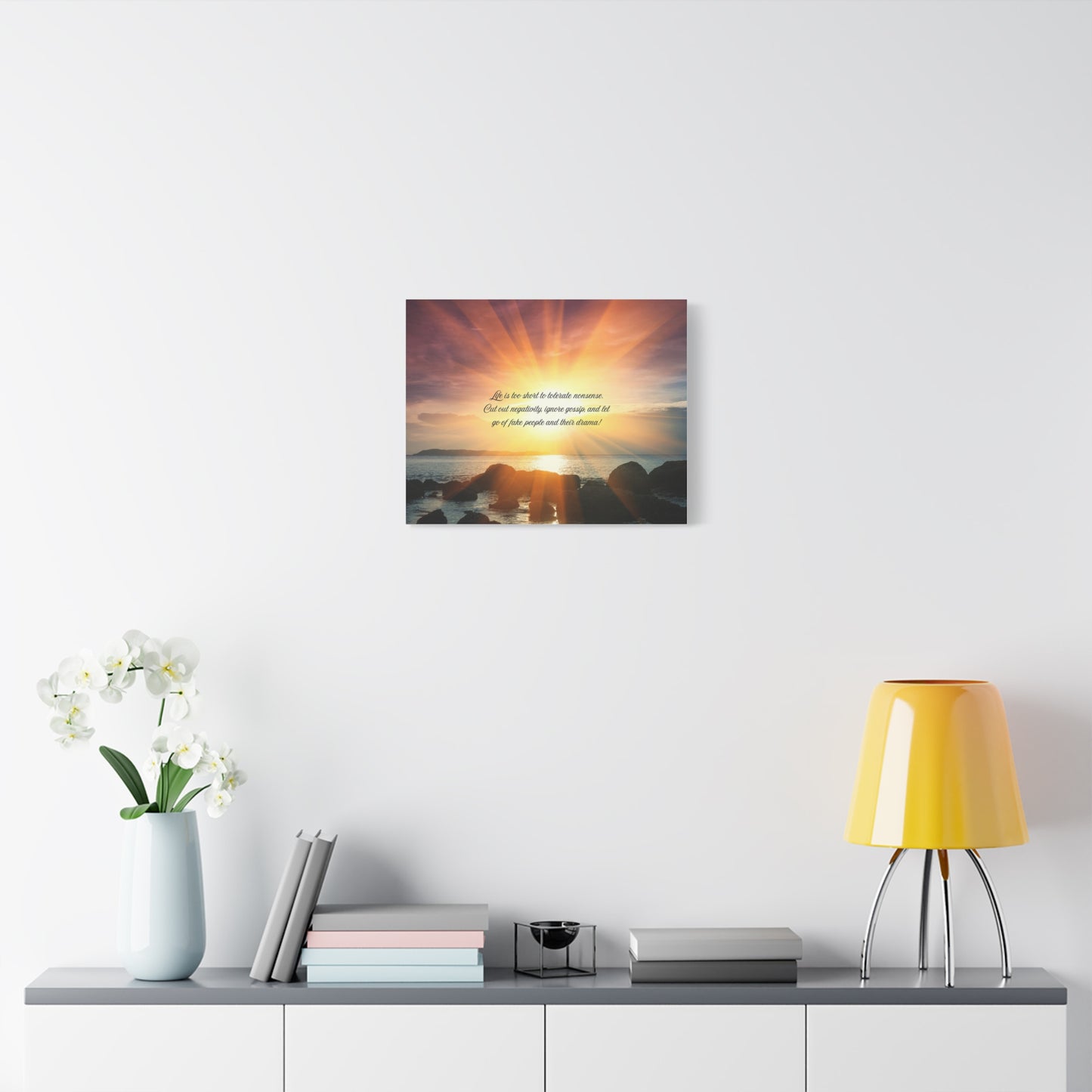Inspirational Wall Art Canvas, Motivational Home Decor, Positive Quote Print, Beach Sunset Artwork, Gift for Friends