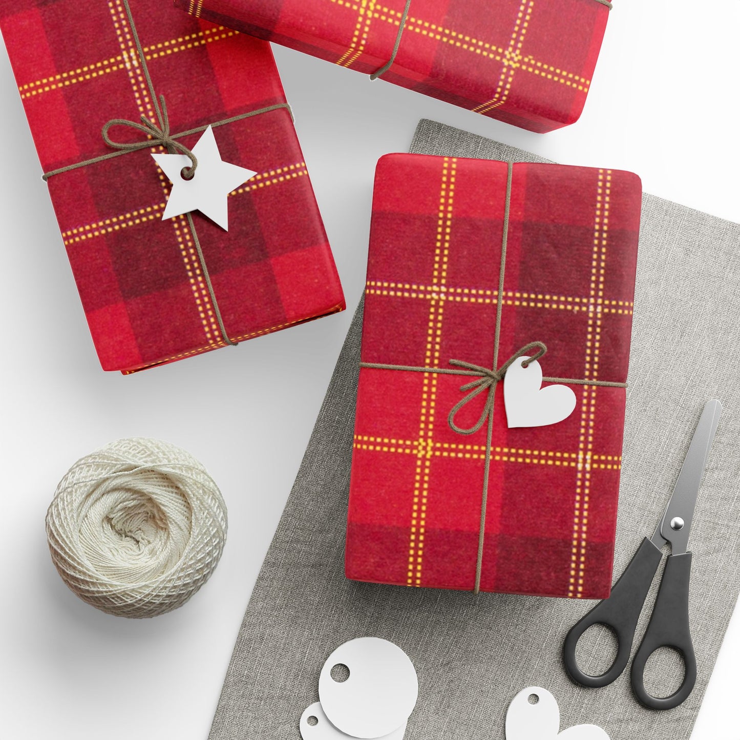 Red Buffalo Plaid Wrapping Paper Roll — Festive Christmas Gift Wrap
