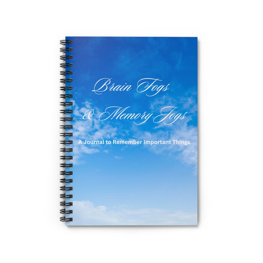 Sky Blue Spiral Notebook - Brain Fogs & Memory Jogs Journal, Gift for Students, Teachers, Writers, Dreamers, Office Supplies