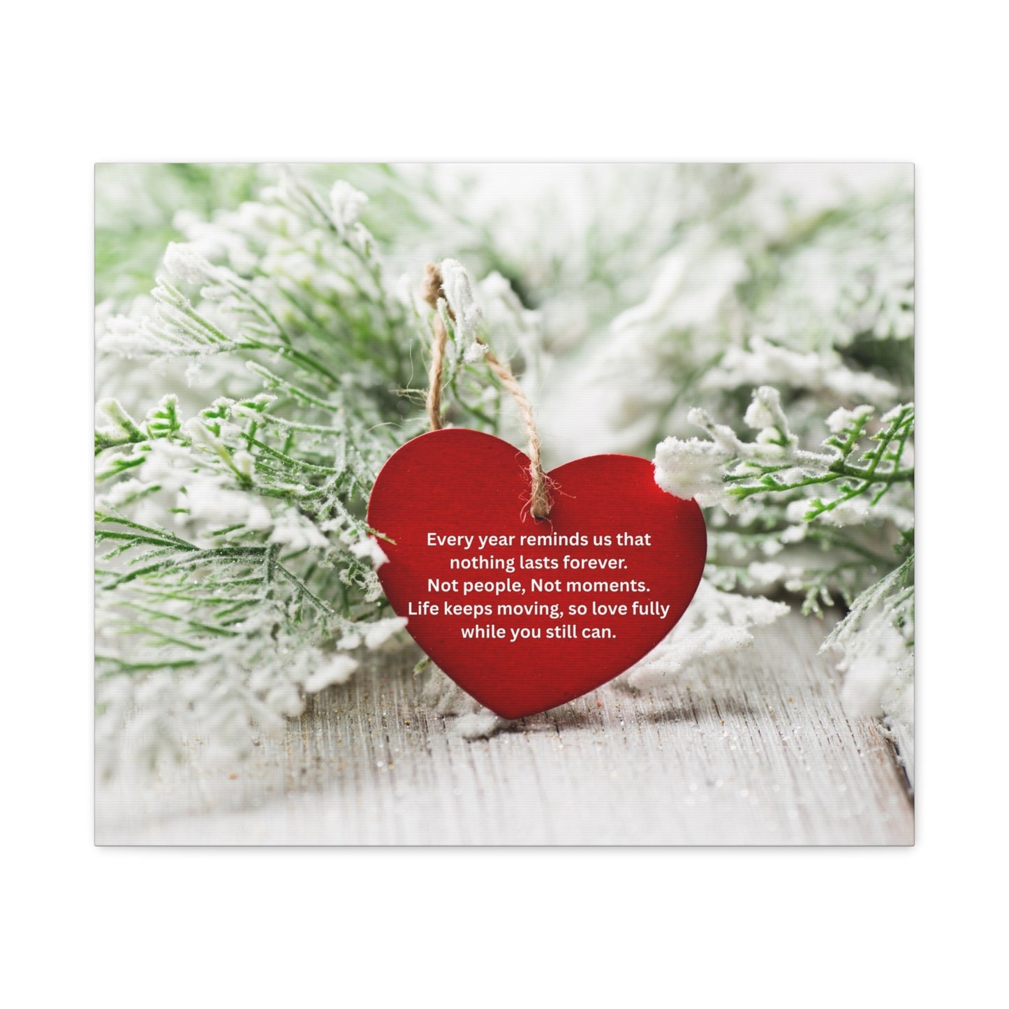 Canvas Wall Art - Red Heart Ornament with Inspirational Quote (Matte Stretched Canvas)