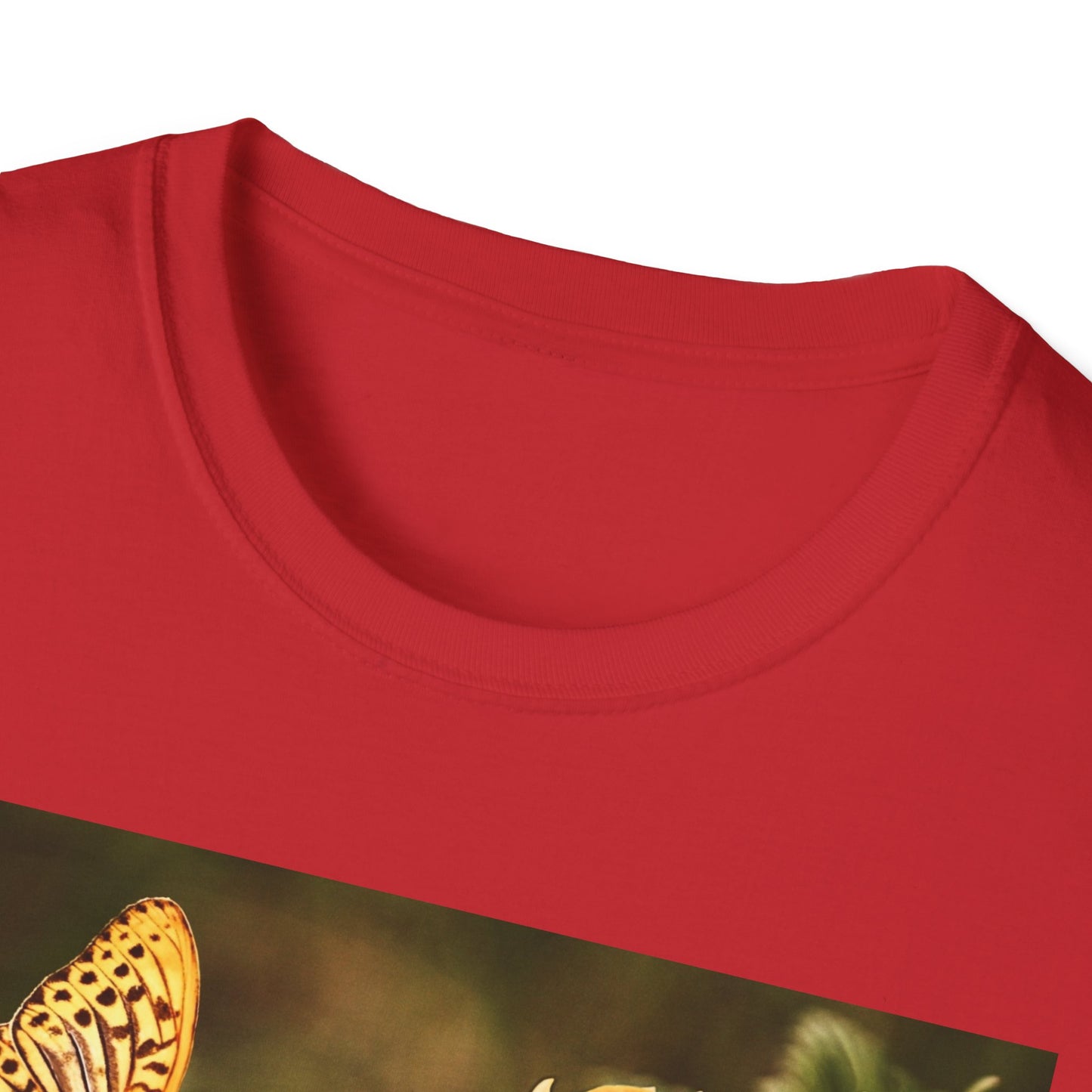 Butterfly & Flower  Softstyle T-Shirt, Nature Tee, Gift for Nature Lovers, Floral Art Shirt, Casual Wear, Summer Top