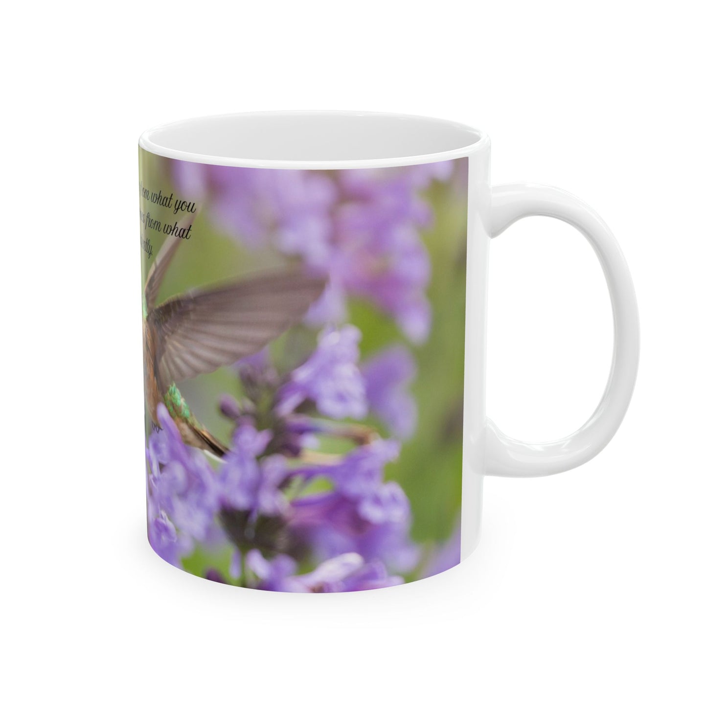 Hummingbird & Lavender Ceramic Mug — "Success doesn’t come from what you do occasionally…" (11oz/15oz)