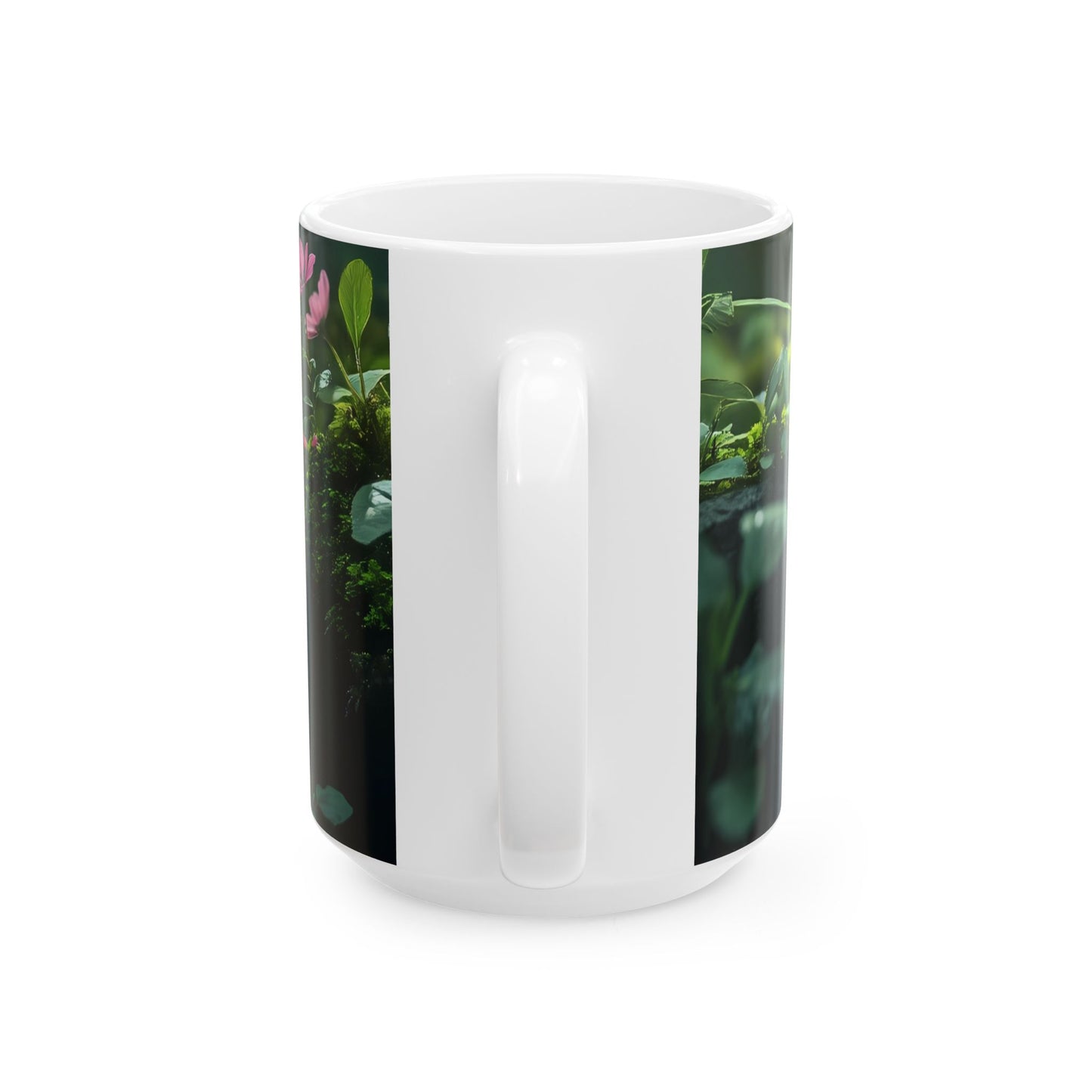 Inspirational Nature Ceramic Mug – “Happiness is Found” Quote (11oz & 15oz)