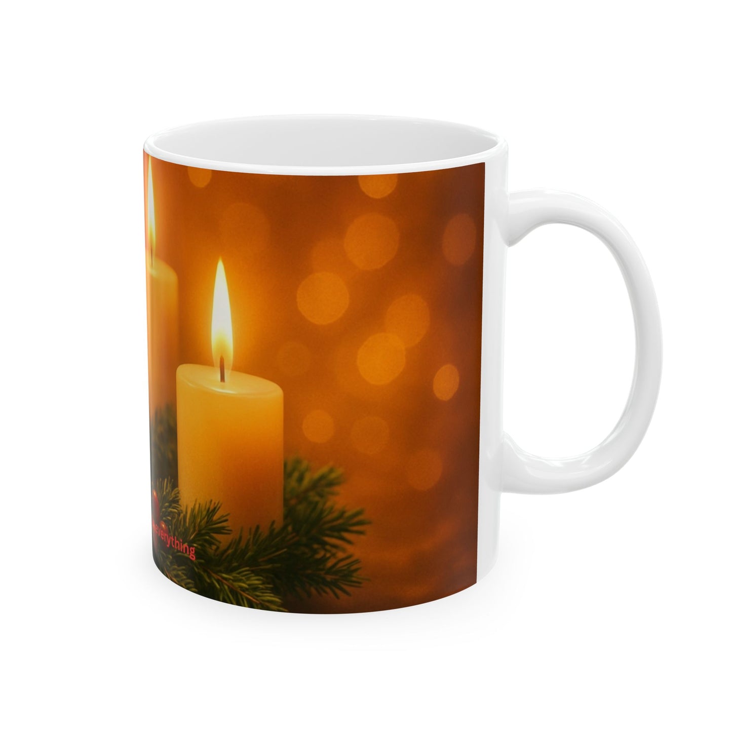 Christmas Candle Ceramic Mug - Cozy Holiday Tea Coffee Cup (11oz & 15oz)