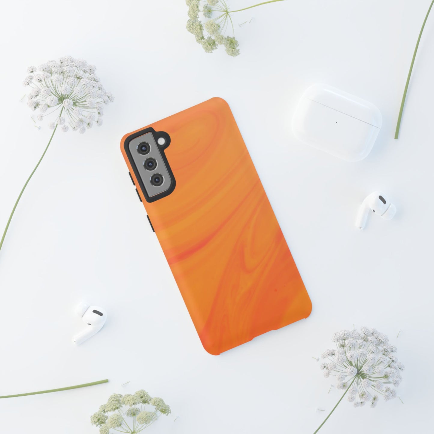 Tough Cases, Beautiful Orange Marble Design