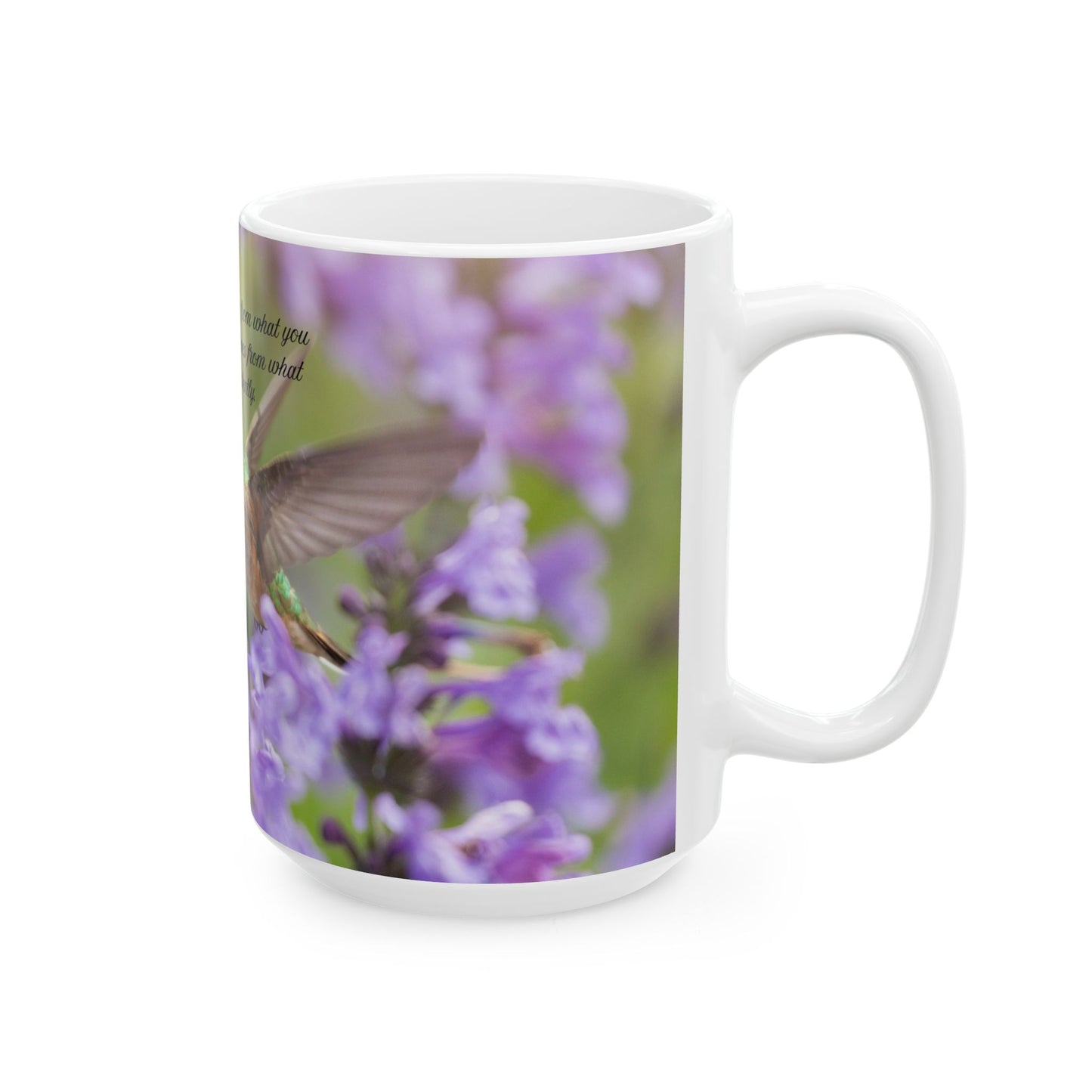 Hummingbird & Lavender Ceramic Mug — "Success doesn’t come from what you do occasionally…" (11oz/15oz)