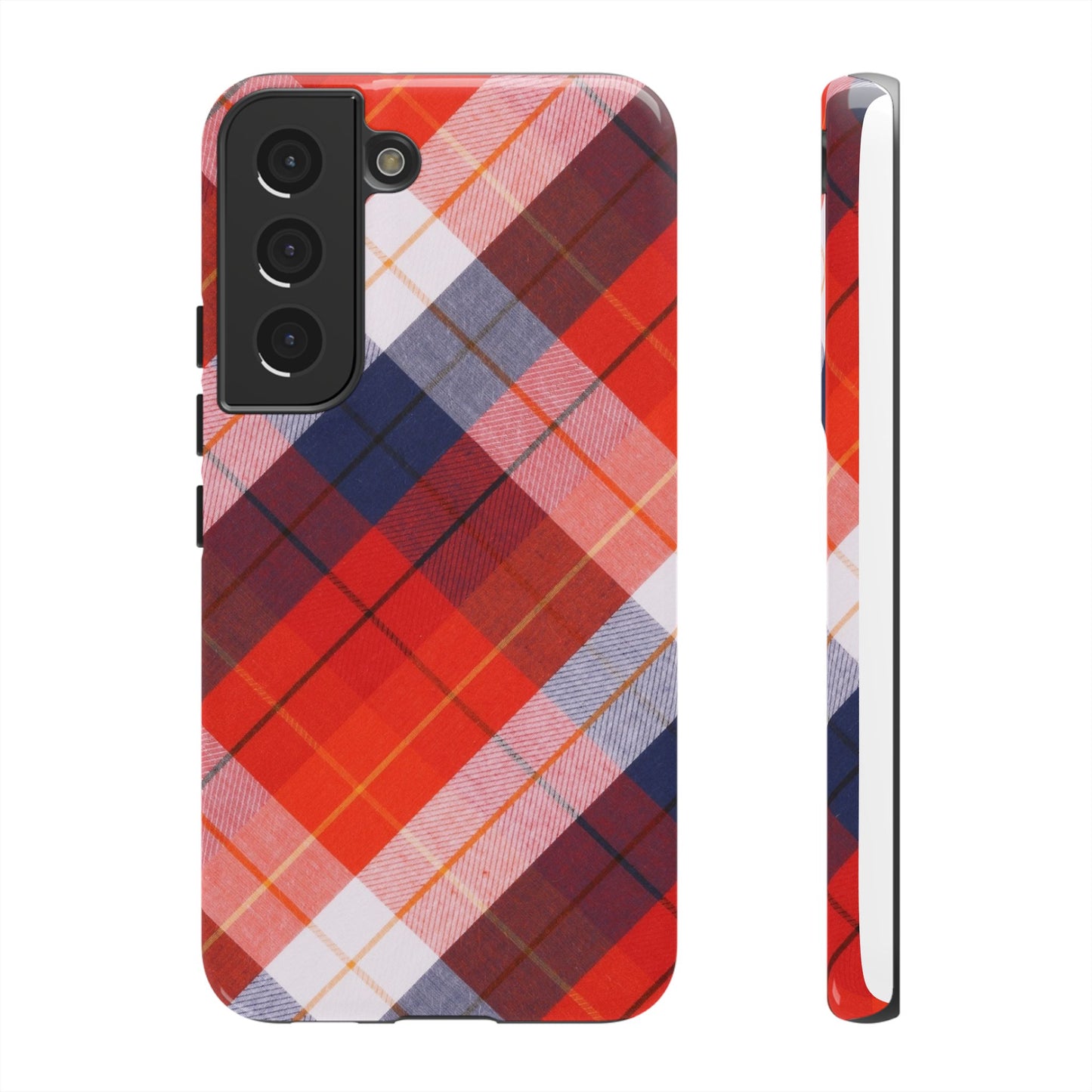 Tough Cases, Beautiful Red, White & Blue Plaid Design
