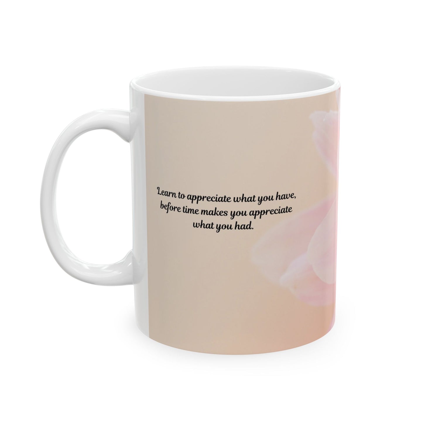Pink Floral Ceramic Mug — Soft Pastel Flower Coffee Cup (11oz, 15oz)