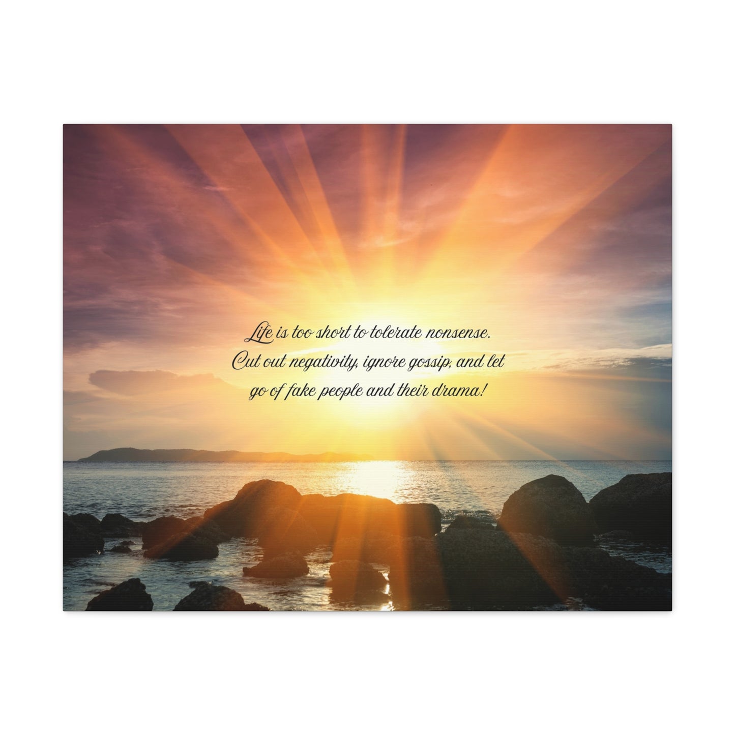 Inspirational Wall Art Canvas, Motivational Home Decor, Positive Quote Print, Beach Sunset Artwork, Gift for Friends