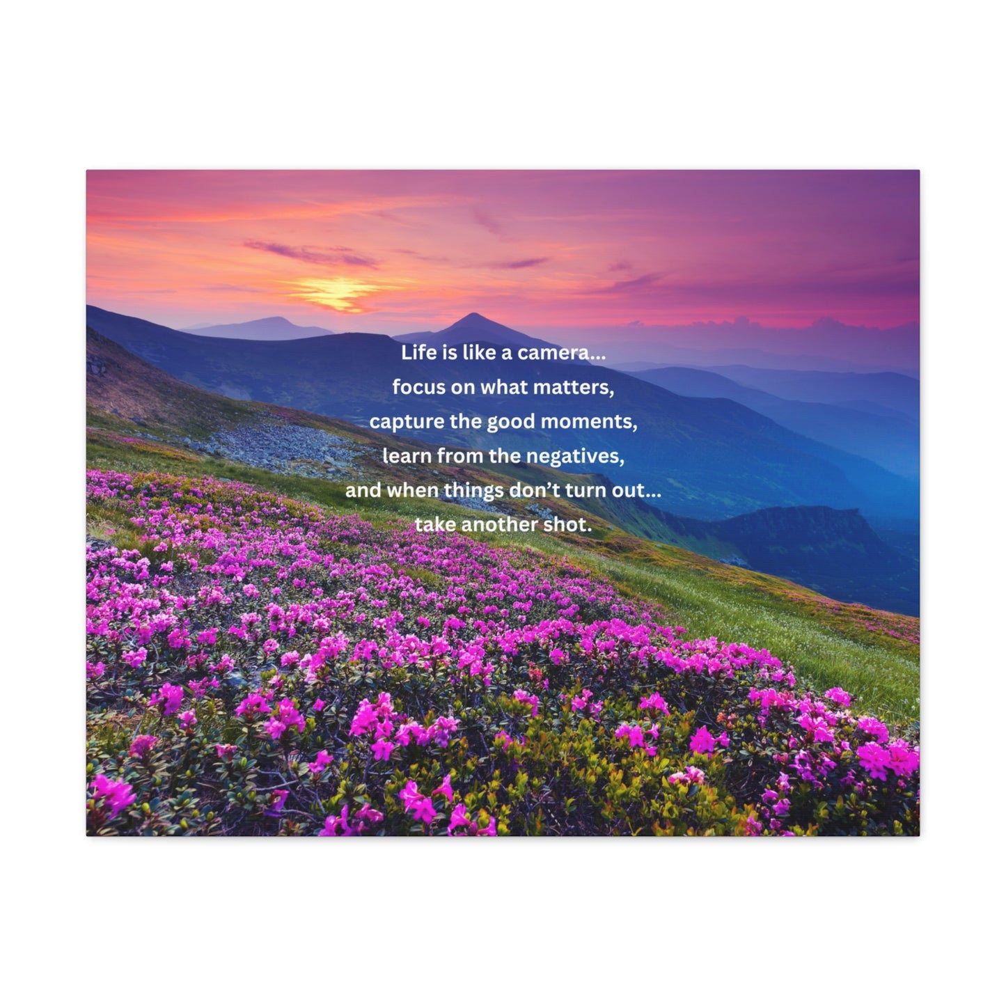 Inspirational Photography Quote Canvas — "Life is like a camera" Stretched Wall Art