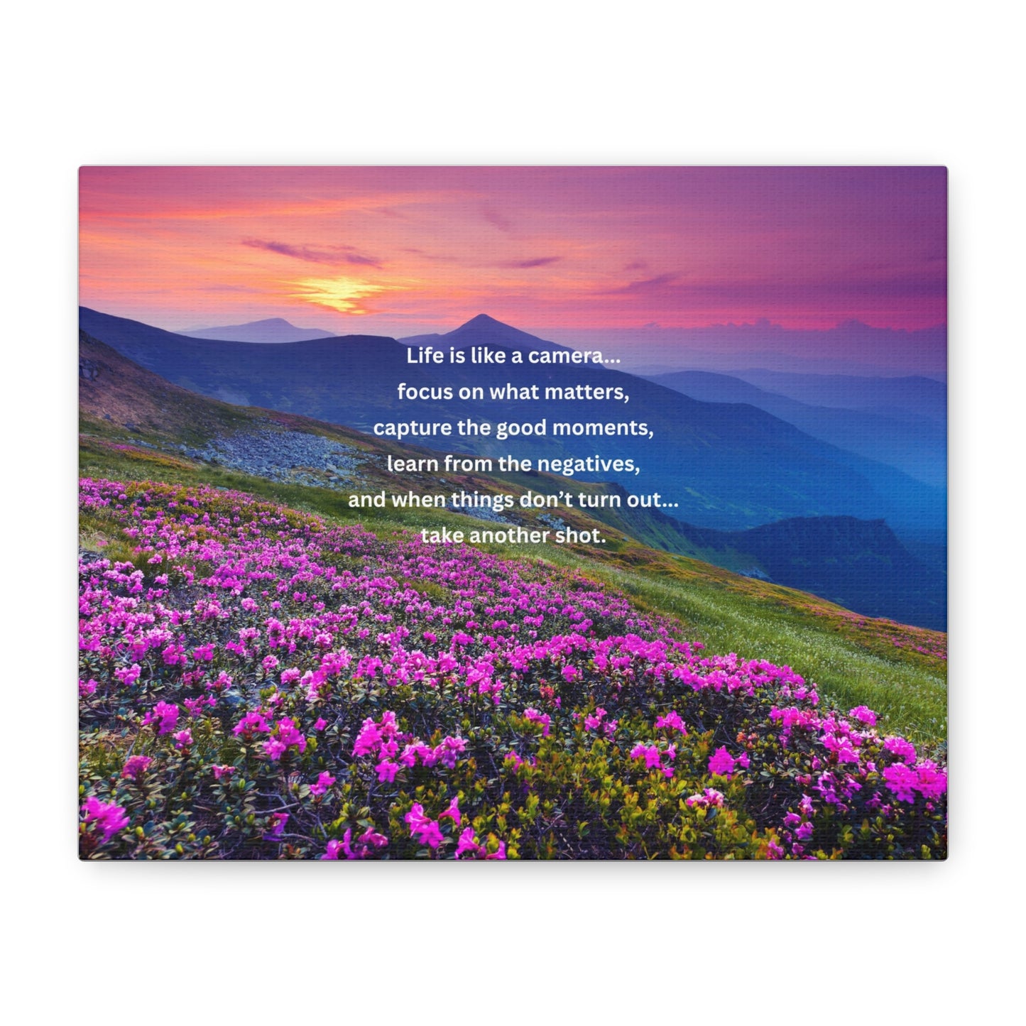 Inspirational Photography Quote Canvas — "Life is like a camera" Stretched Wall Art