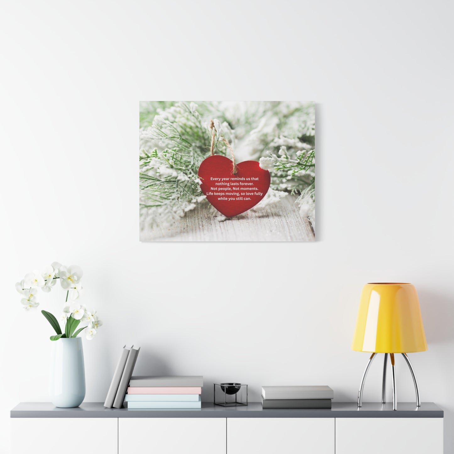 Canvas Wall Art - Red Heart Ornament with Inspirational Quote (Matte Stretched Canvas)