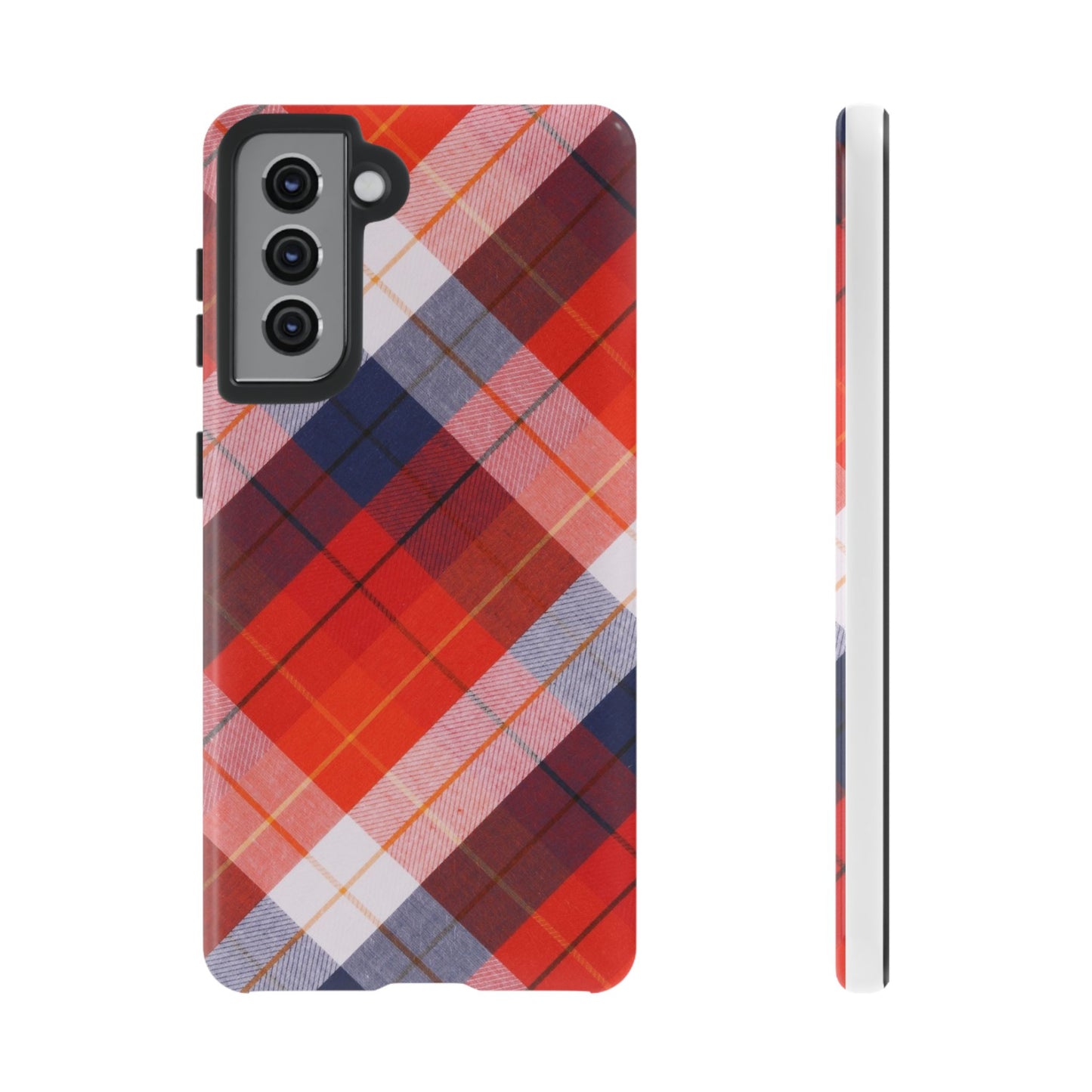 Tough Cases, Beautiful Red, White & Blue Plaid Design