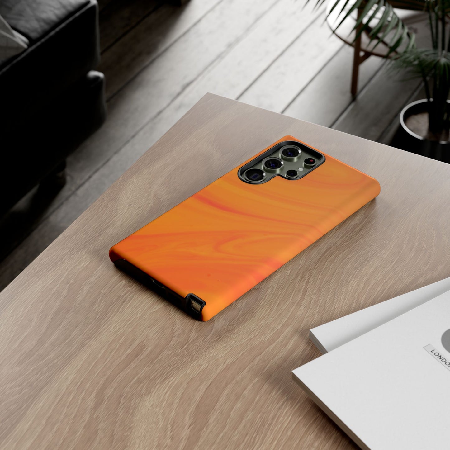 Tough Cases, Beautiful Orange Marble Design