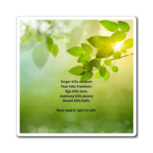Inspirational Quote Magnet — "Now read it right to left" Green Leaf Affirmation