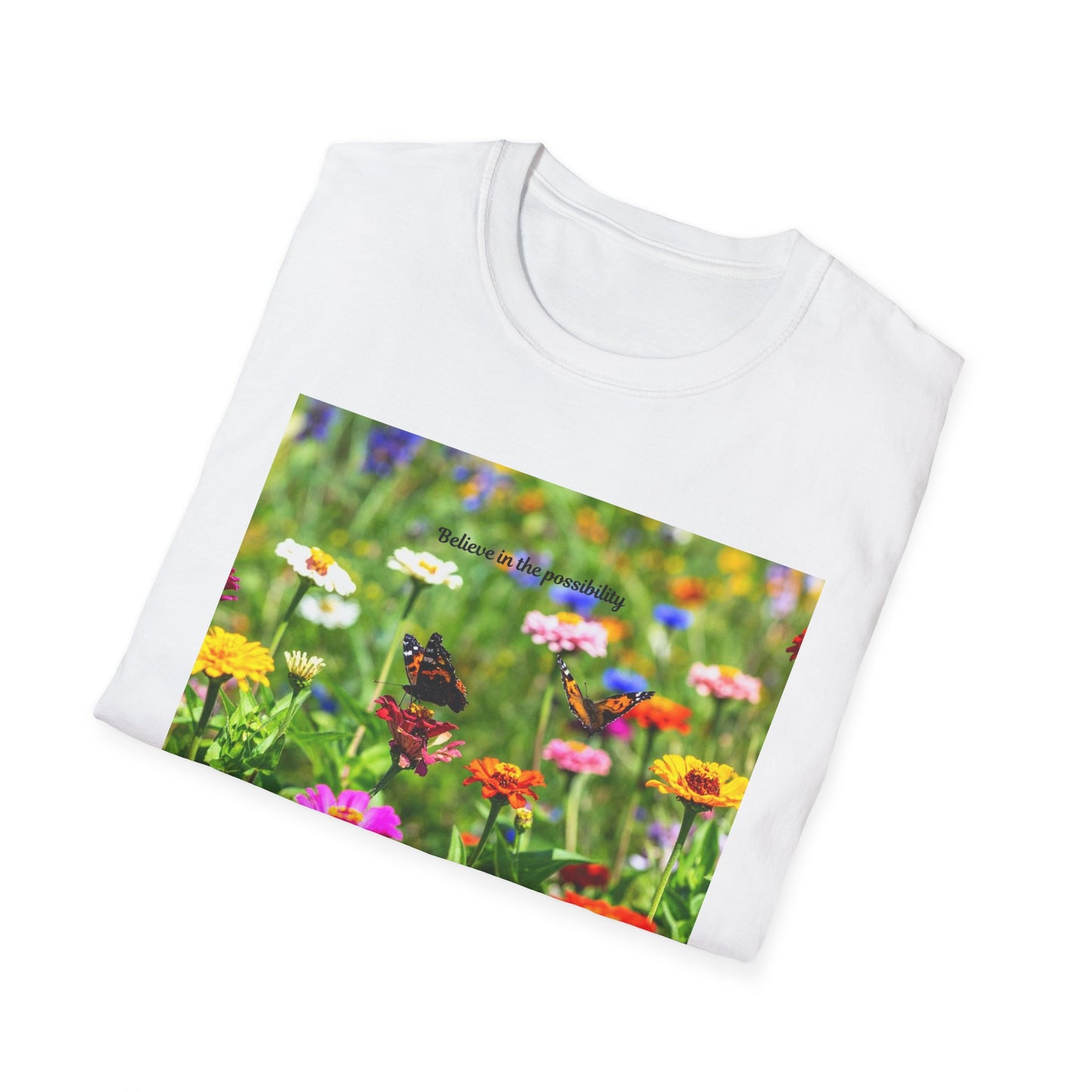 Vibrant Floral Butterfly T-Shirt - Nature Lover Gift, Spring Fashion, Eco-Friendly Apparel, Outdoor Wear, Garden Party Outfit