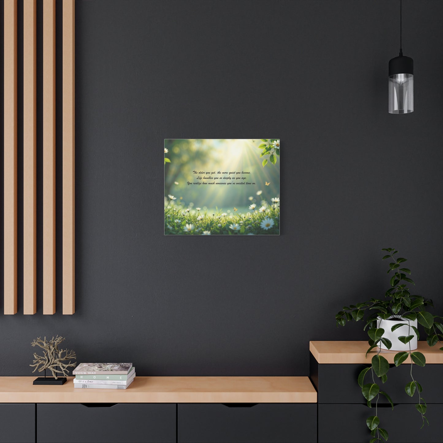 Sunlit Daisy Meadow Canvas Print – Inspirational Quote Wall Art