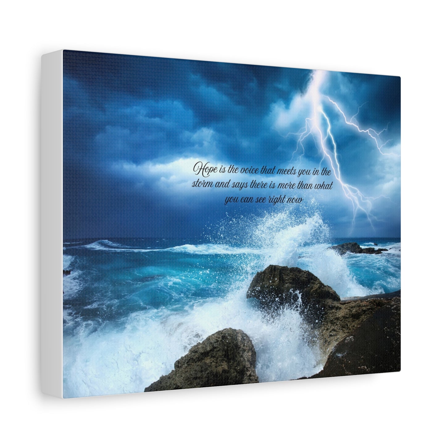 Inspirational Wall Art Canvas, Ocean Waves Decor, Stormy Skies Prints, Motivational Home Decor, Beach House Wall Art