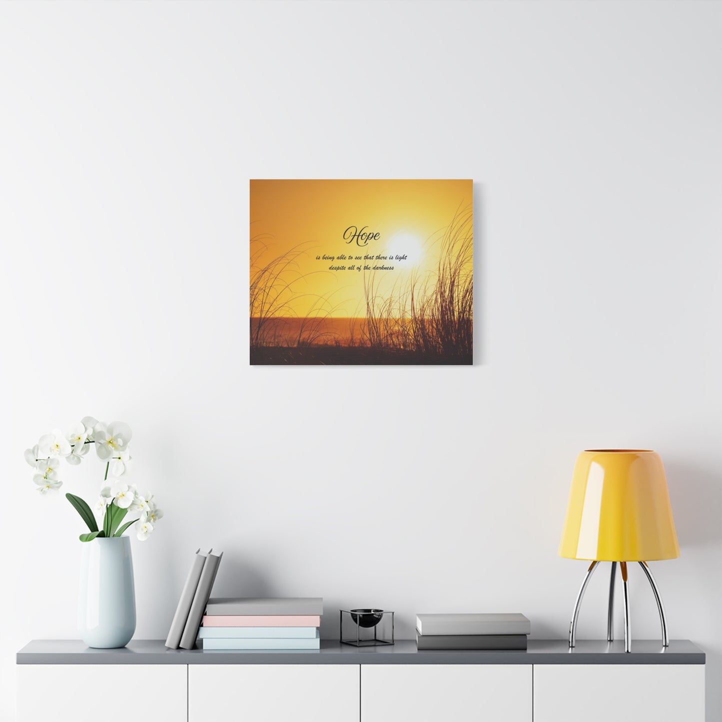 Hope Sunrise Canvas Wall Art — Inspirational Quote Beach Print