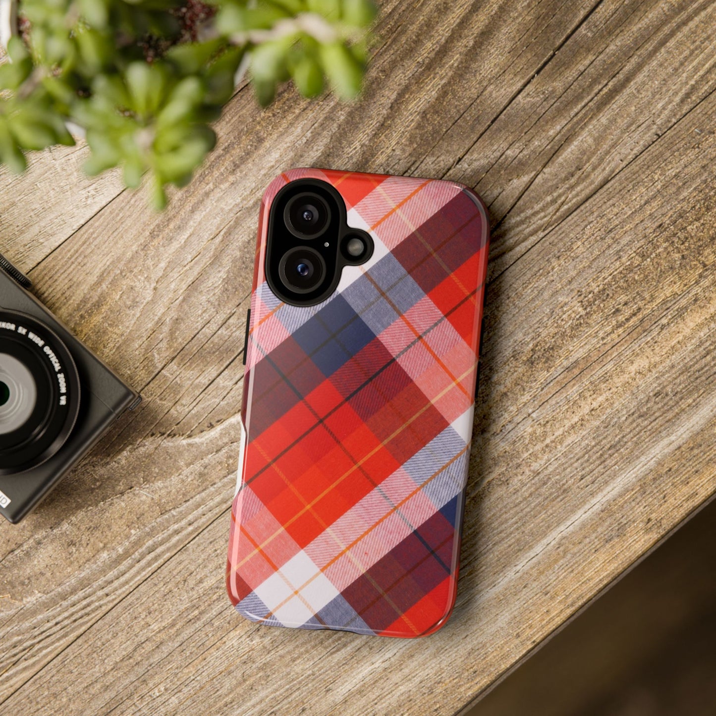 Tough Cases, Beautiful Red, White & Blue Plaid Design