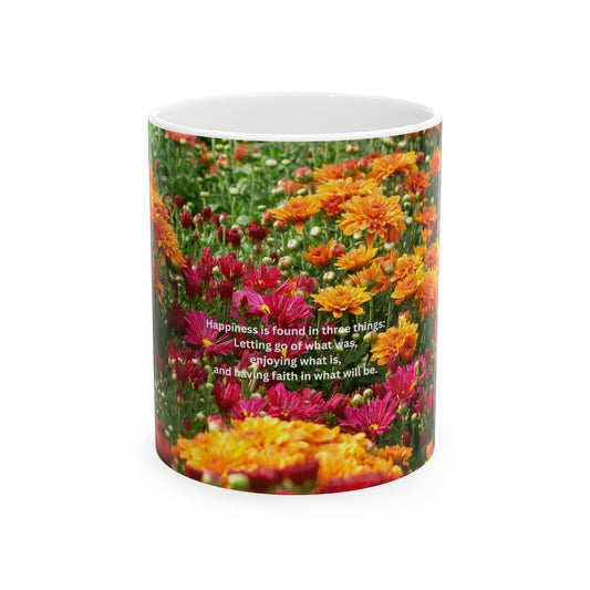 Blossom Grove Ceramic Mug, Floral Coffee Cup, Spring Morning Mug, Gift for Plant Lovers, Inspirational Quote Drinkware