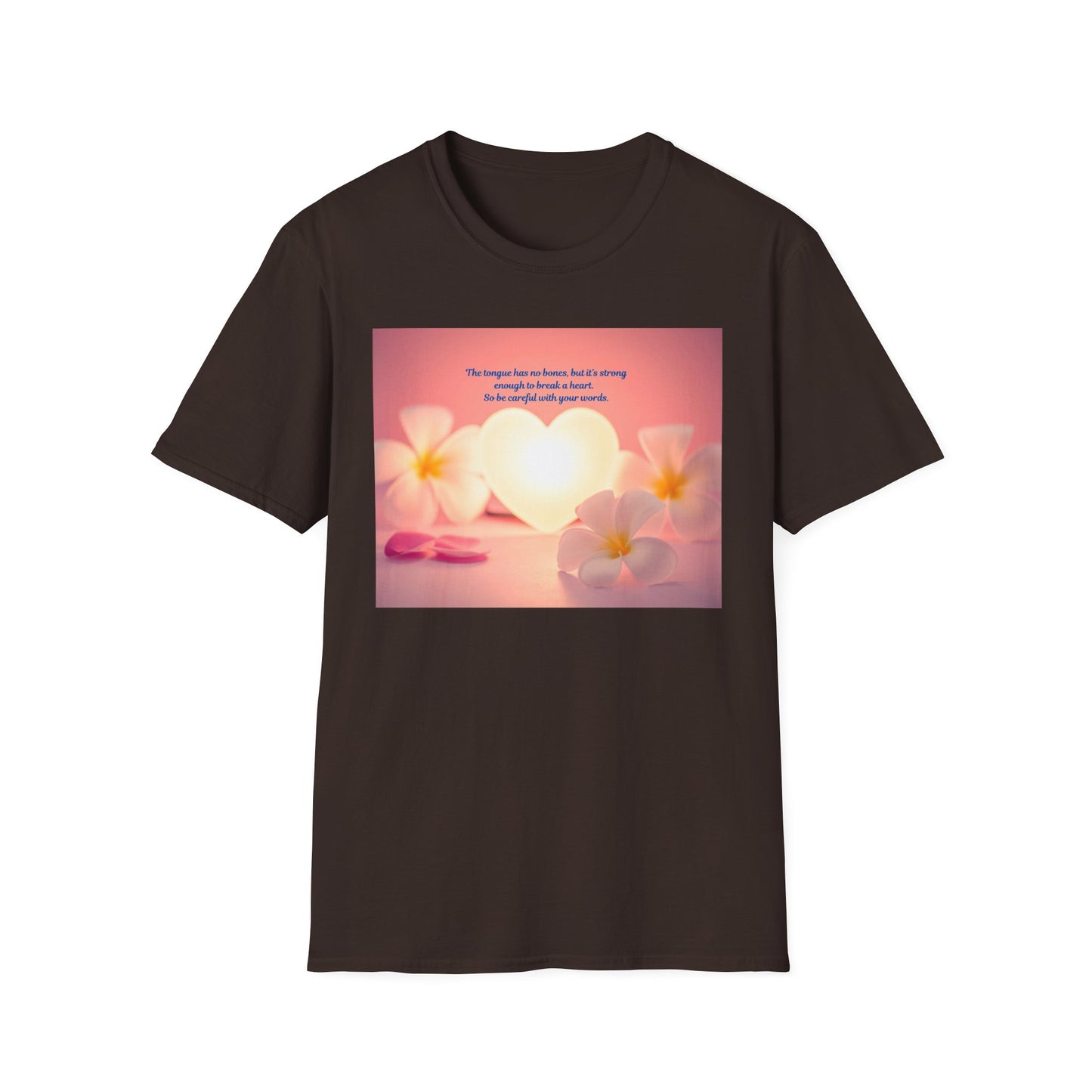 Inspirational Heart & Plumeria T-Shirt – 'The stronger the love...' Motivational Floral Tee